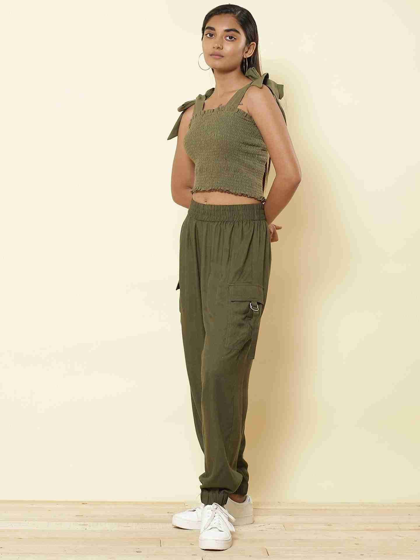 Olive Fashion Flair Joggers