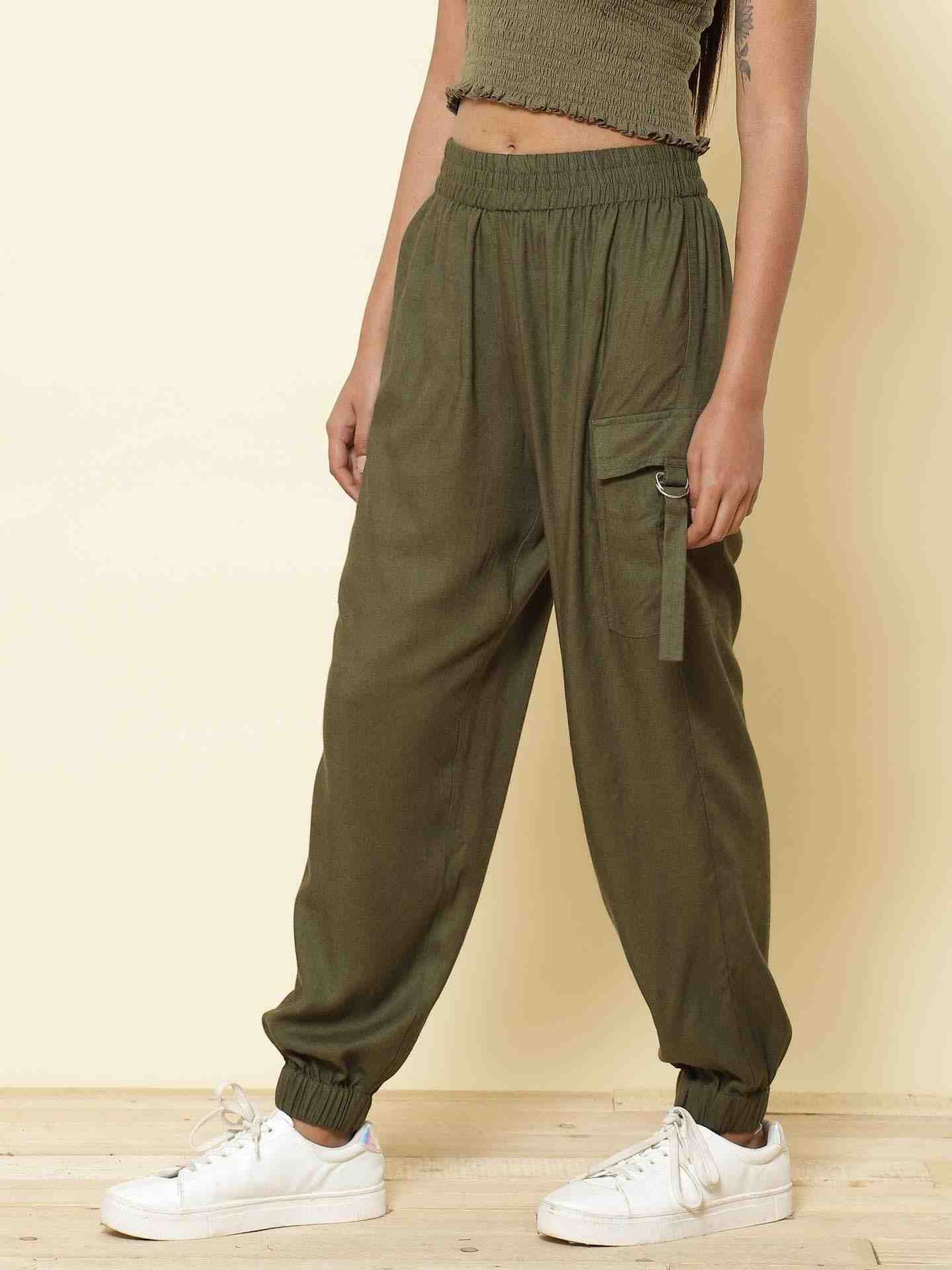 Olive Fashion Flair Joggers