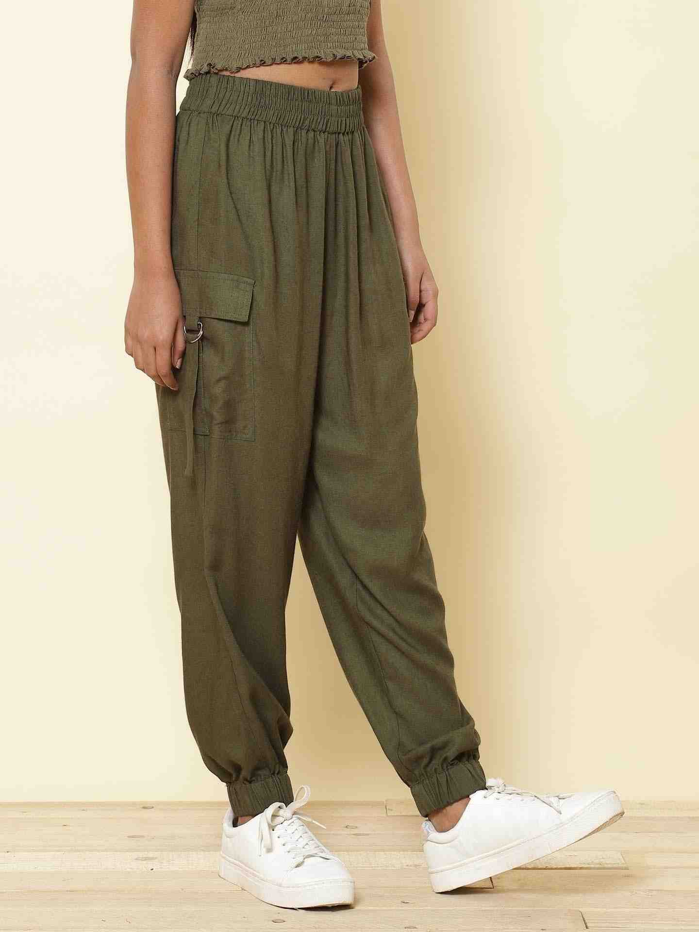 Olive Fashion Flair Joggers