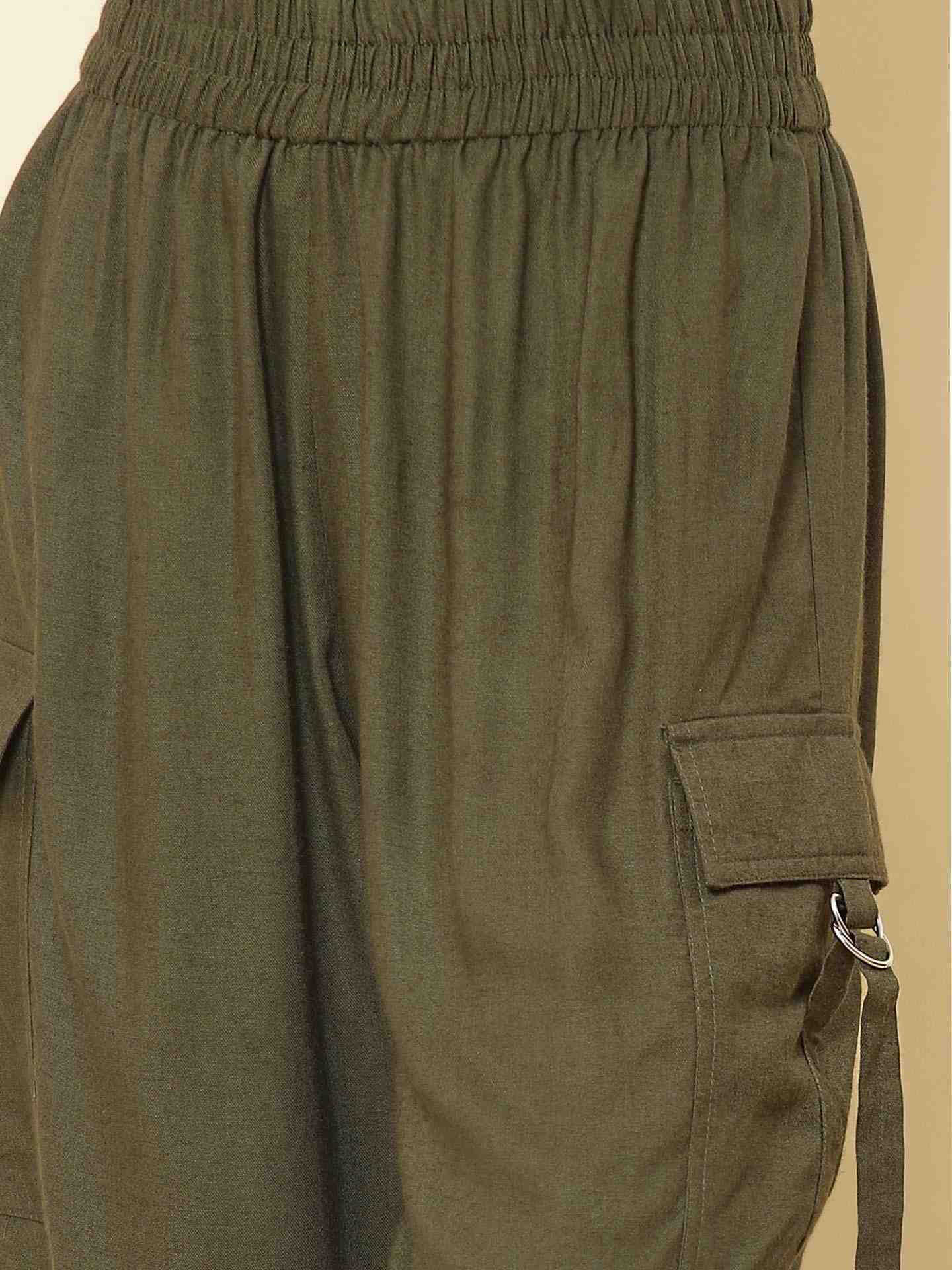 Olive Fashion Flair Joggers
