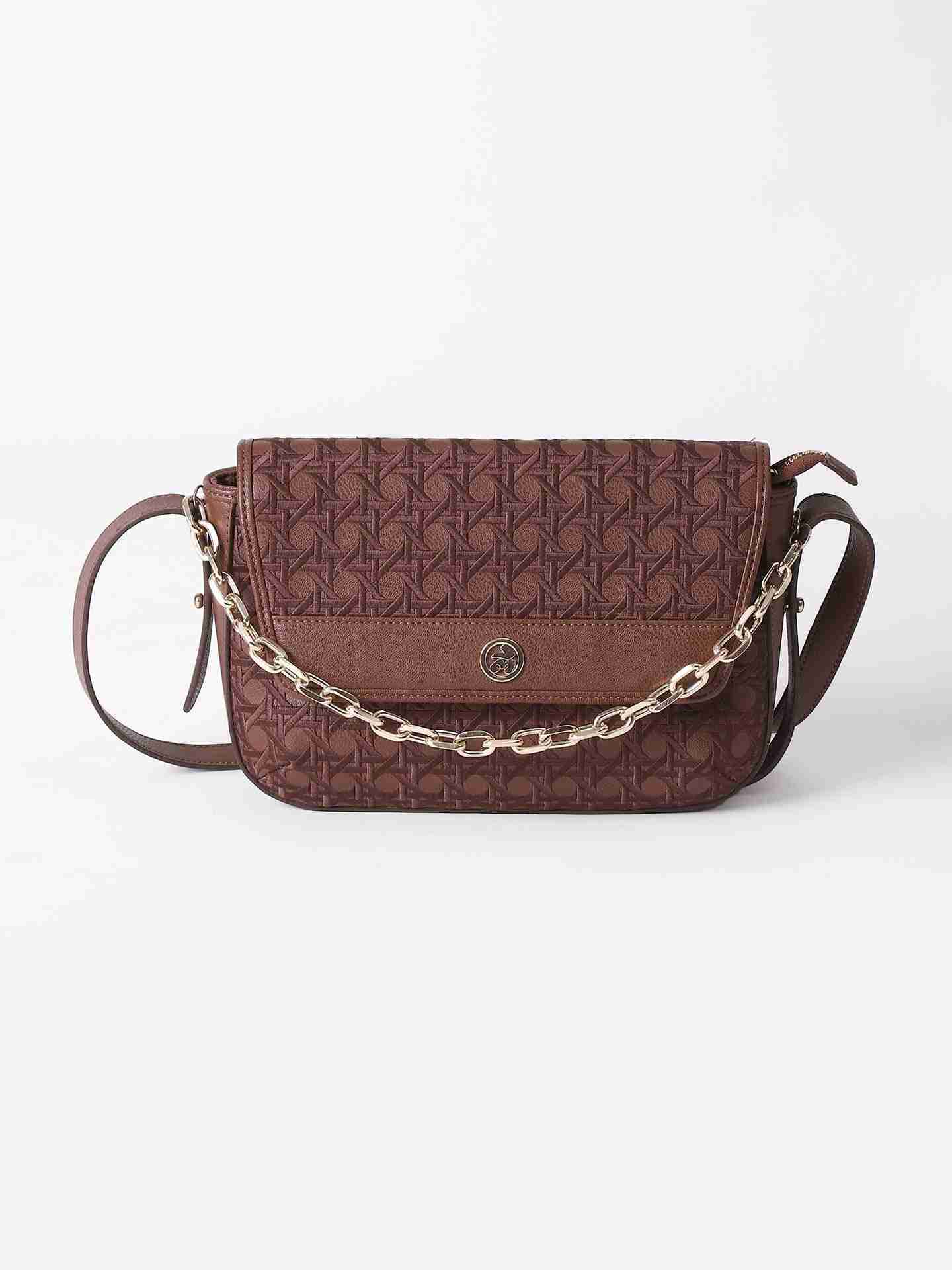 Tan Classic Curve Sling Bag with Chain