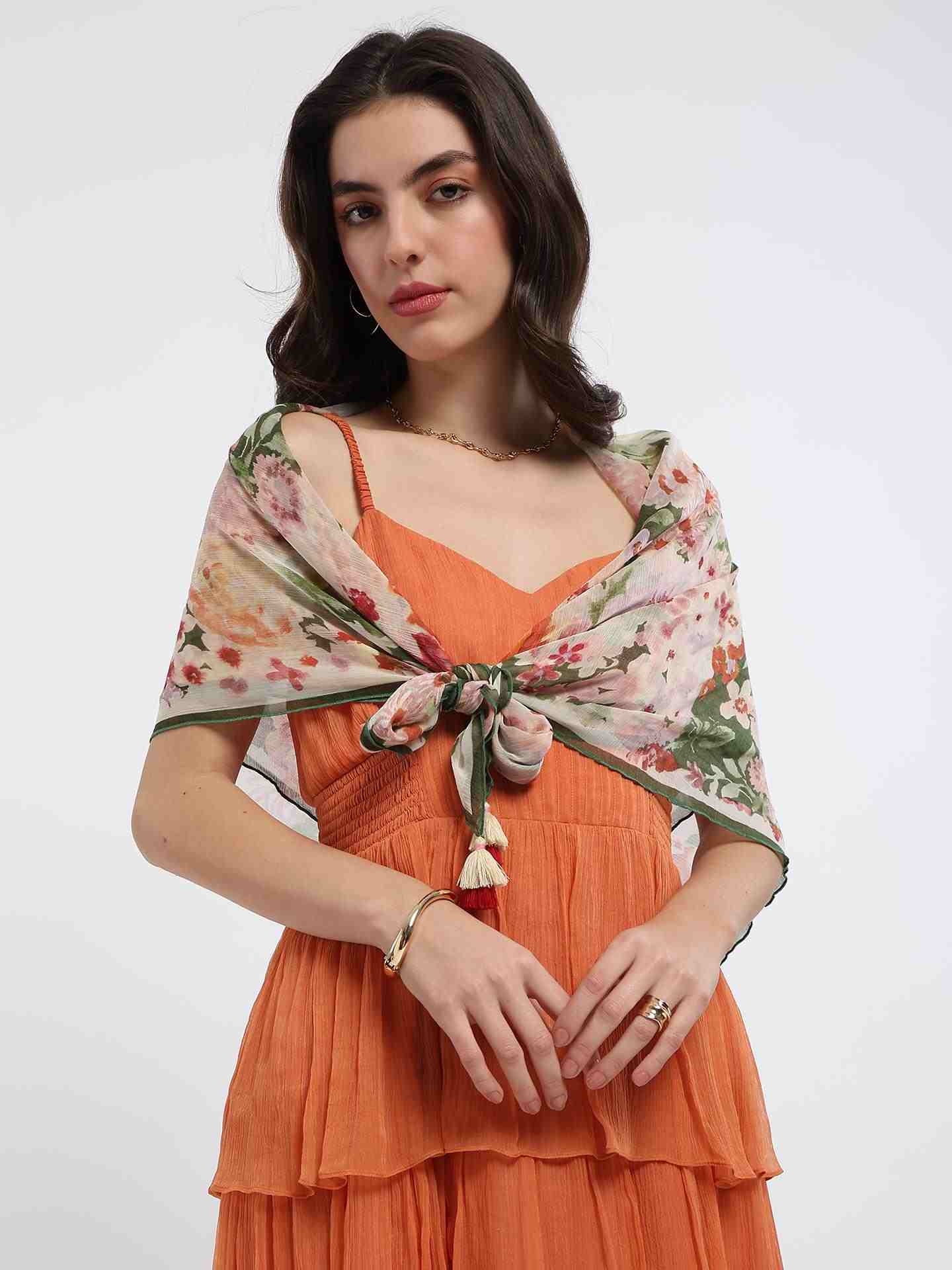 Multi Dahlia Square Scarf