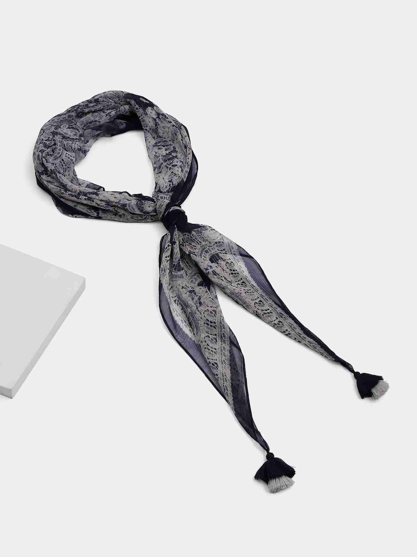 Navy Blue Chantily Scarf