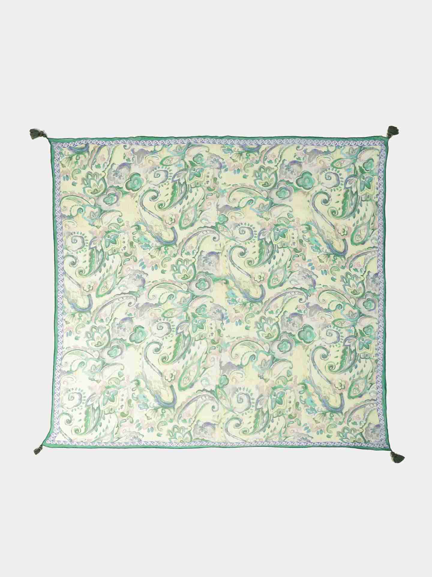 Green Fleur Square Scarf