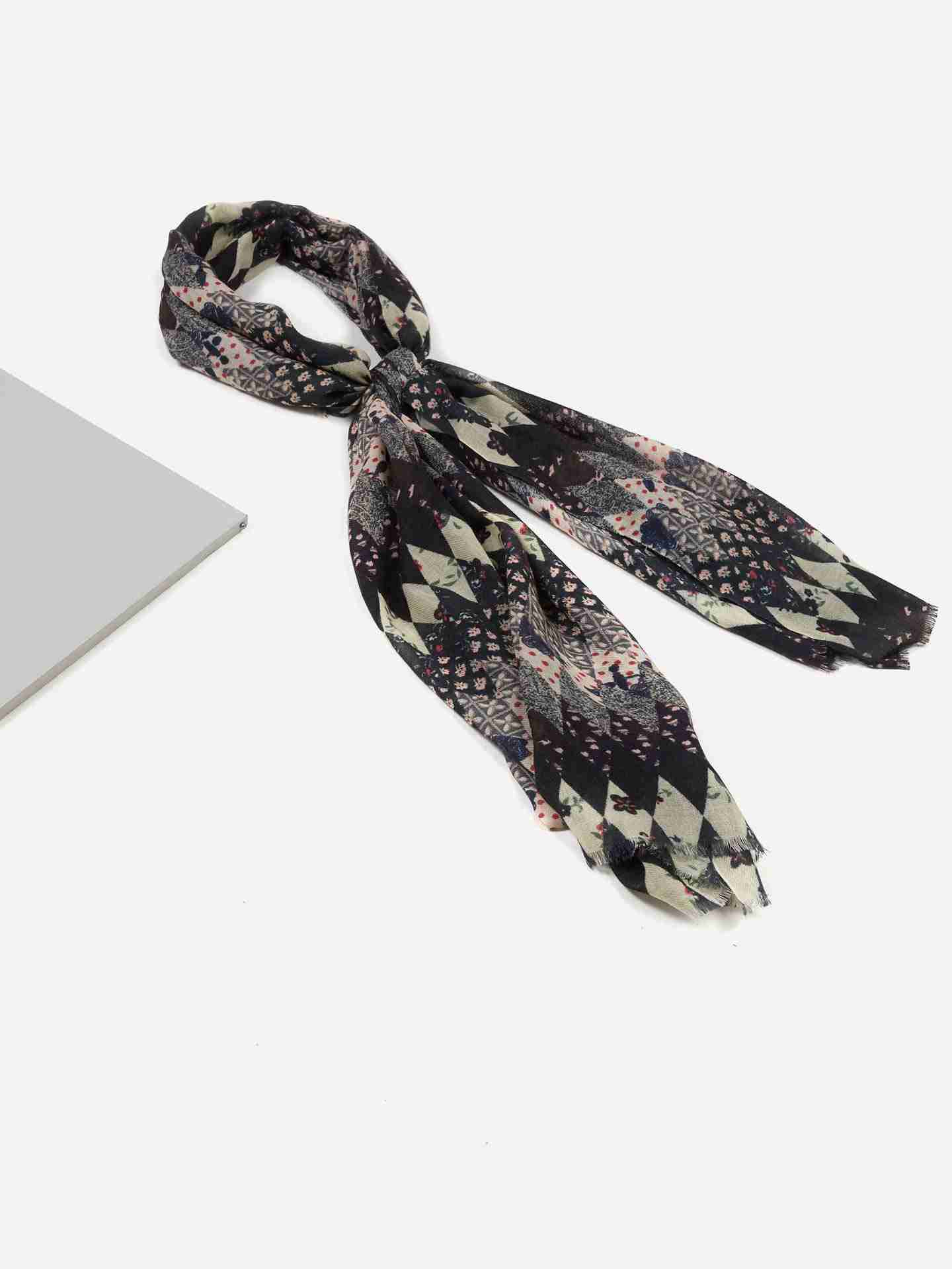 Black Aster Square Scarf