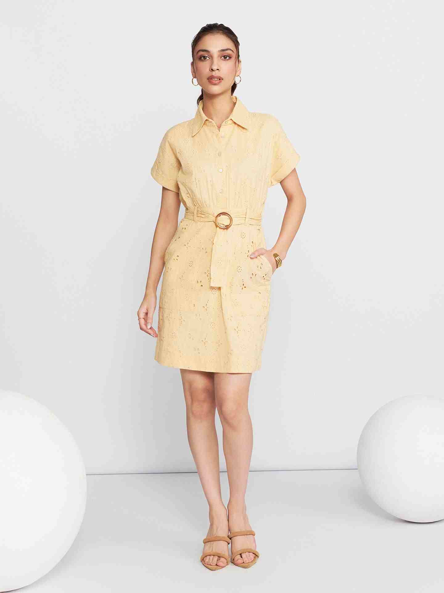 Ecru Fashion Flair Short Dress