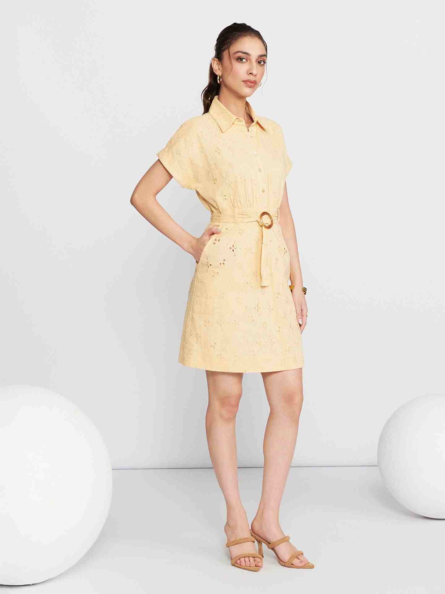 Ecru Fashion Flair Short Dress