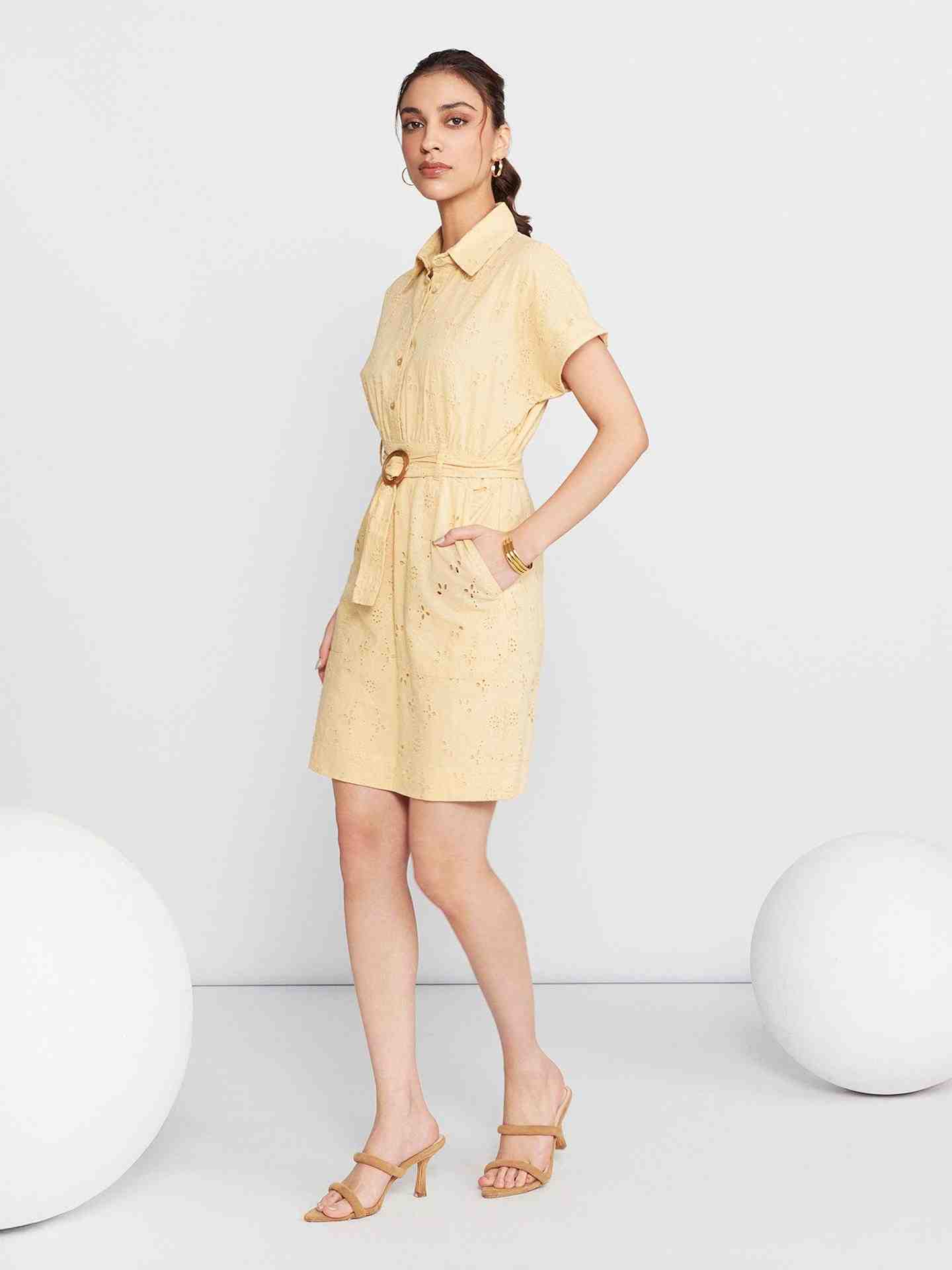 Ecru Fashion Flair Short Dress