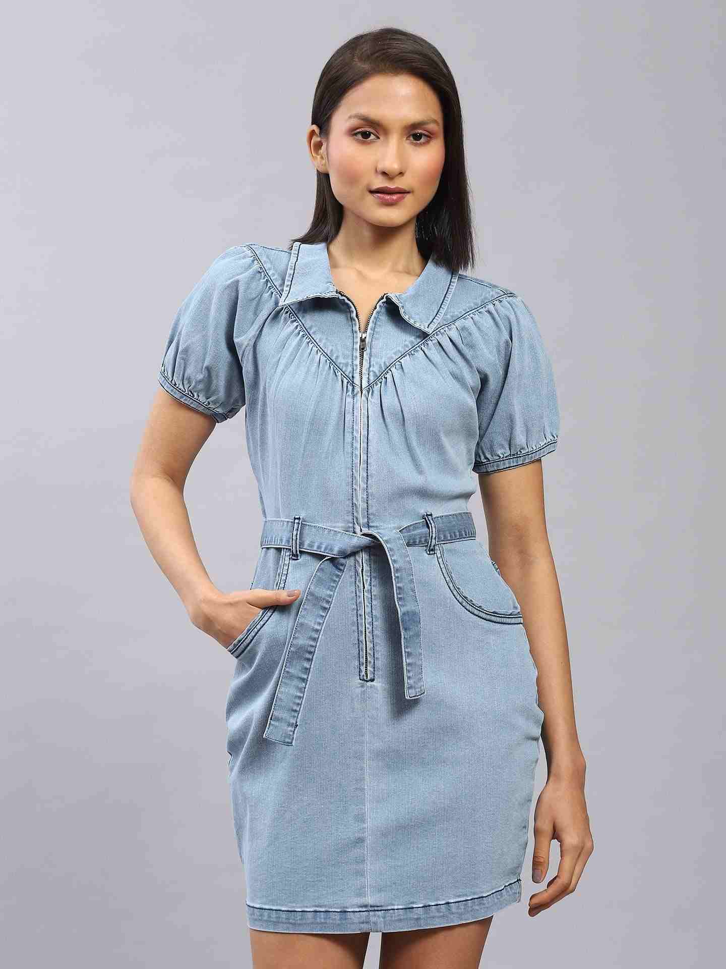 Light Blue Denim Shirt Dress