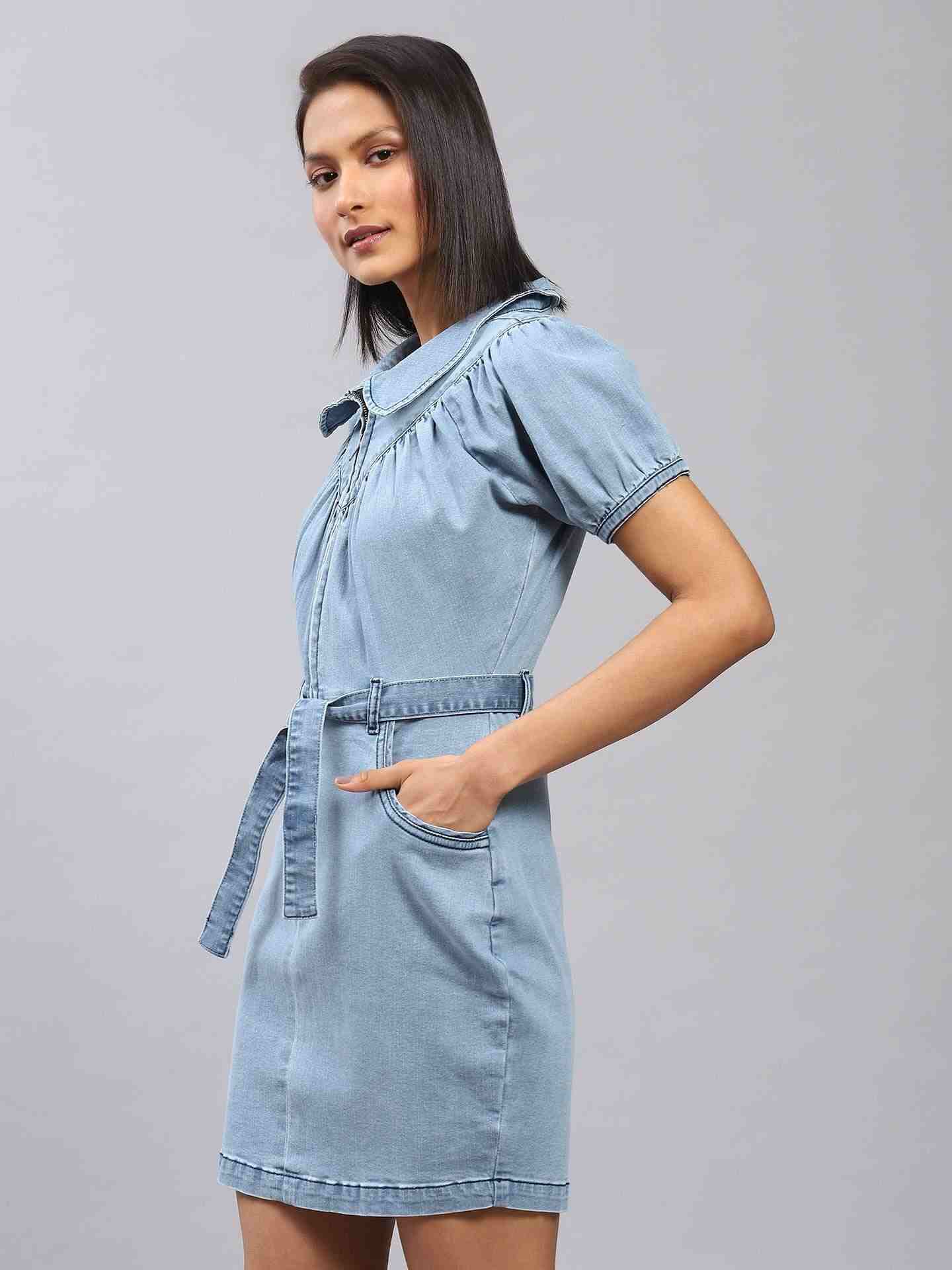Light Blue Denim Shirt Dress