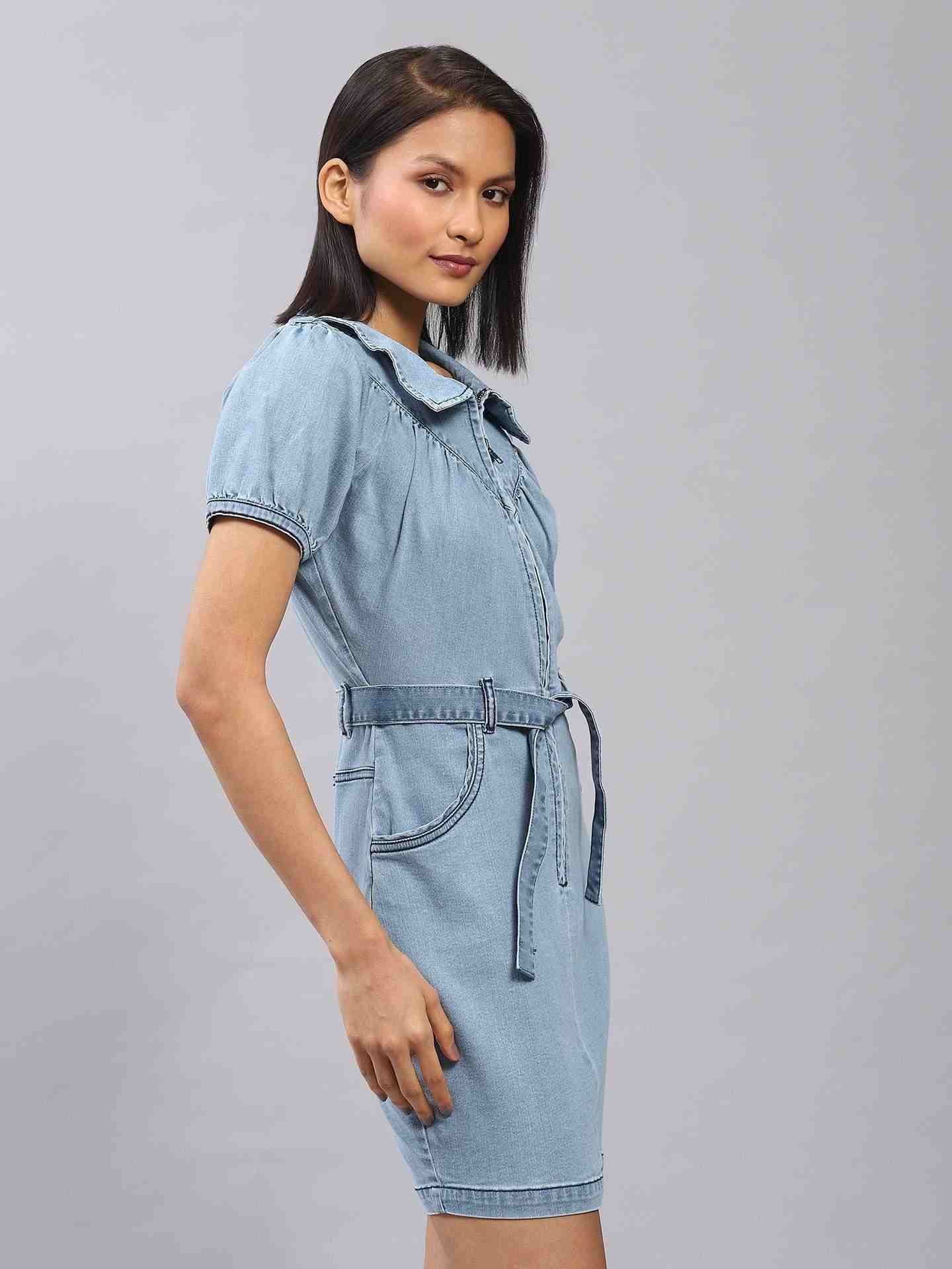 Light Blue Denim Shirt Dress