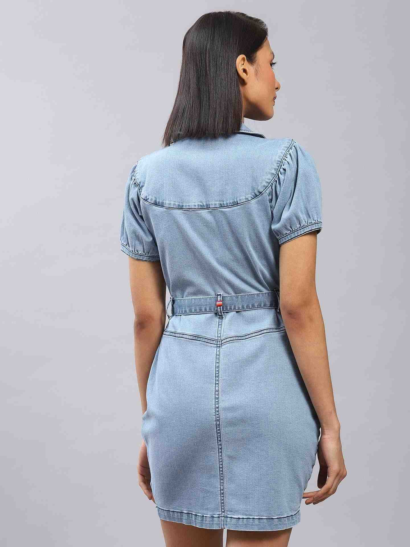 Light Blue Denim Shirt Dress