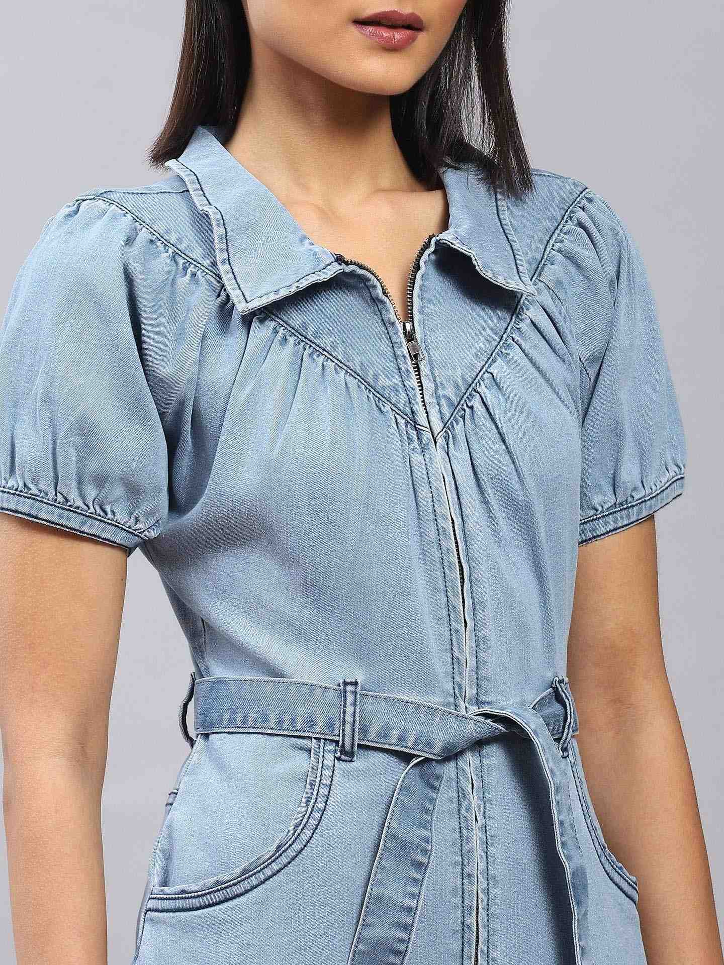 Light Blue Denim Shirt Dress