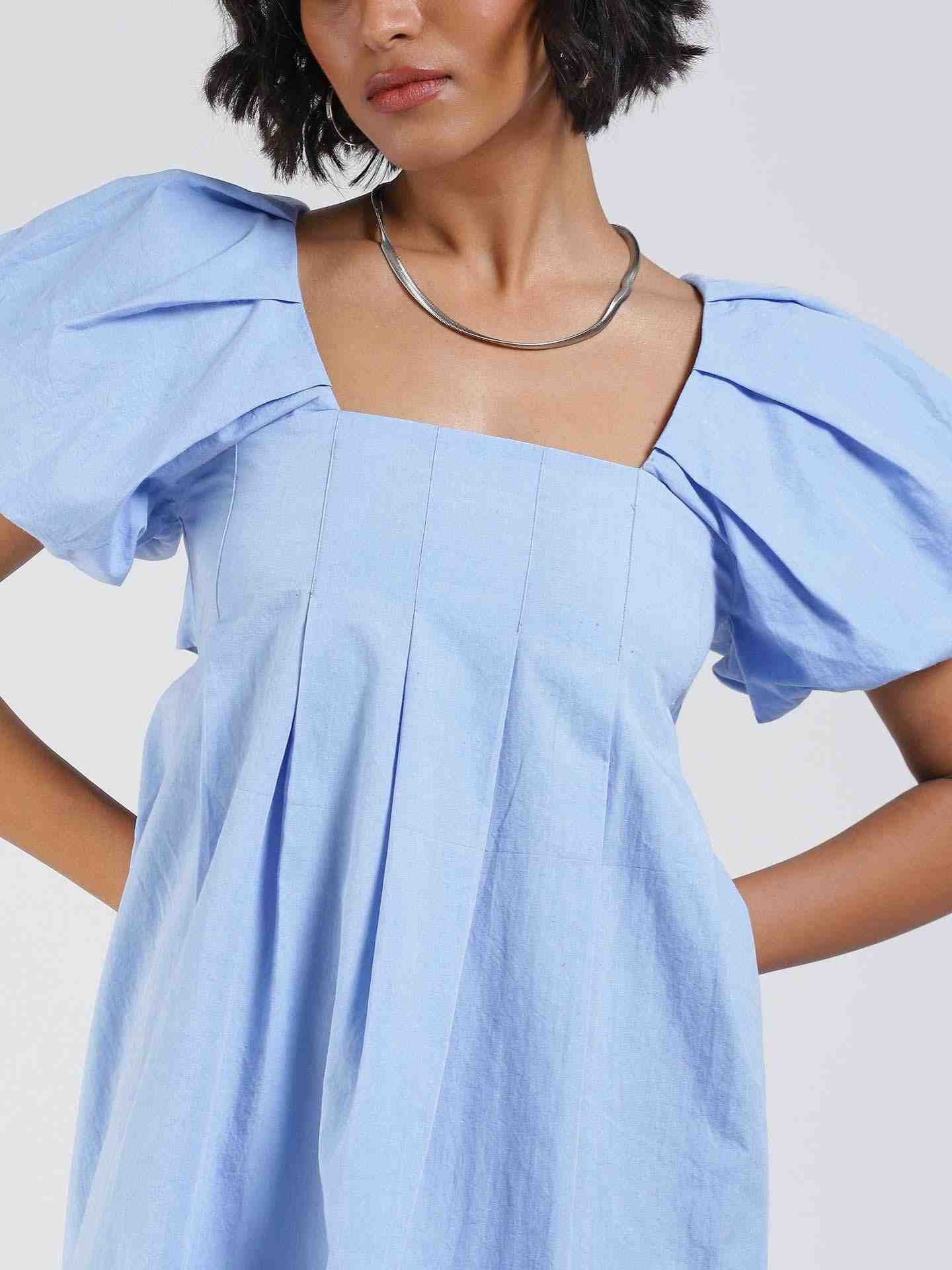 Powder Blue Fashion Flair Shift Dress