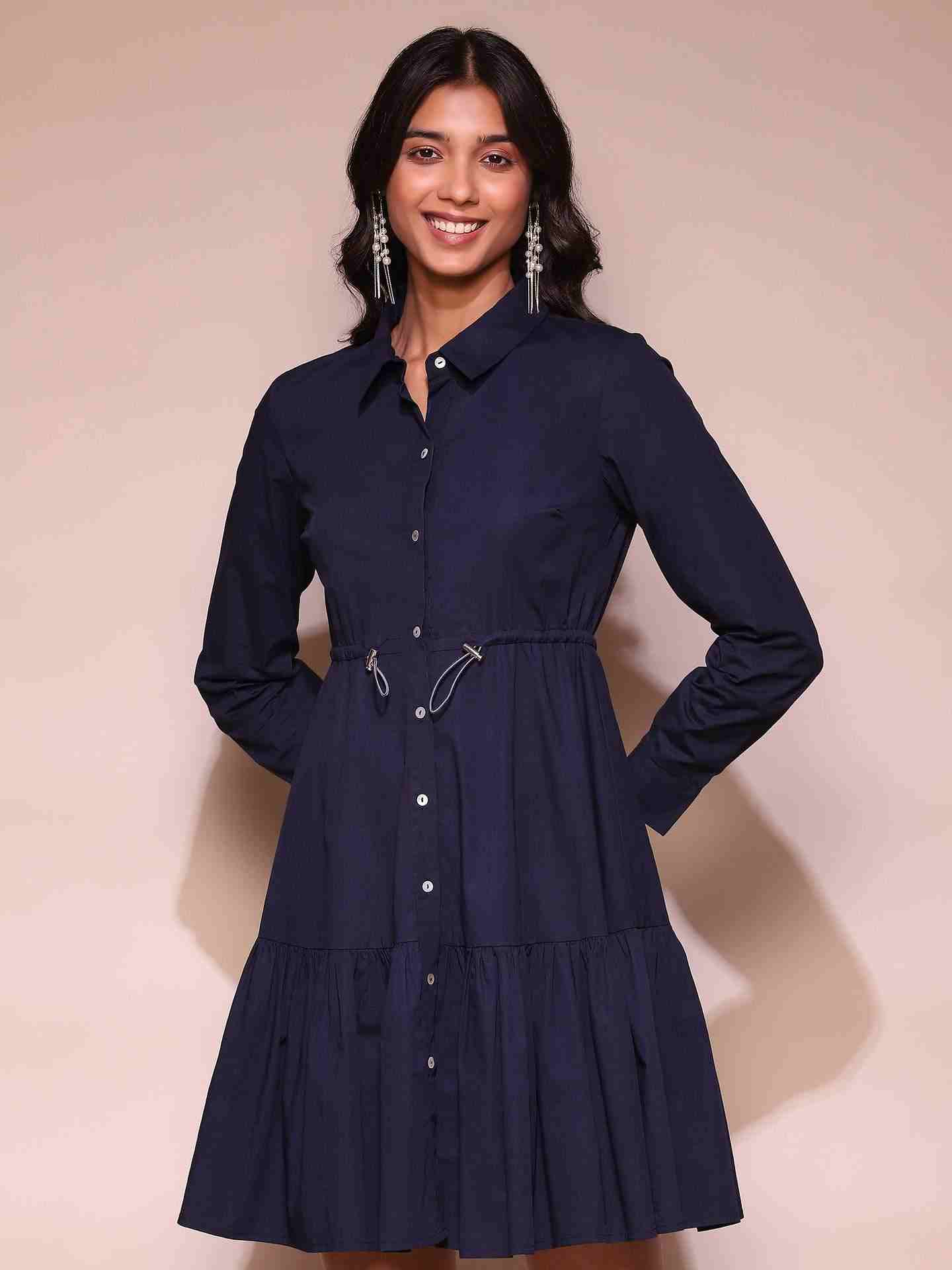 Navy Taiwo Shirt Dress
