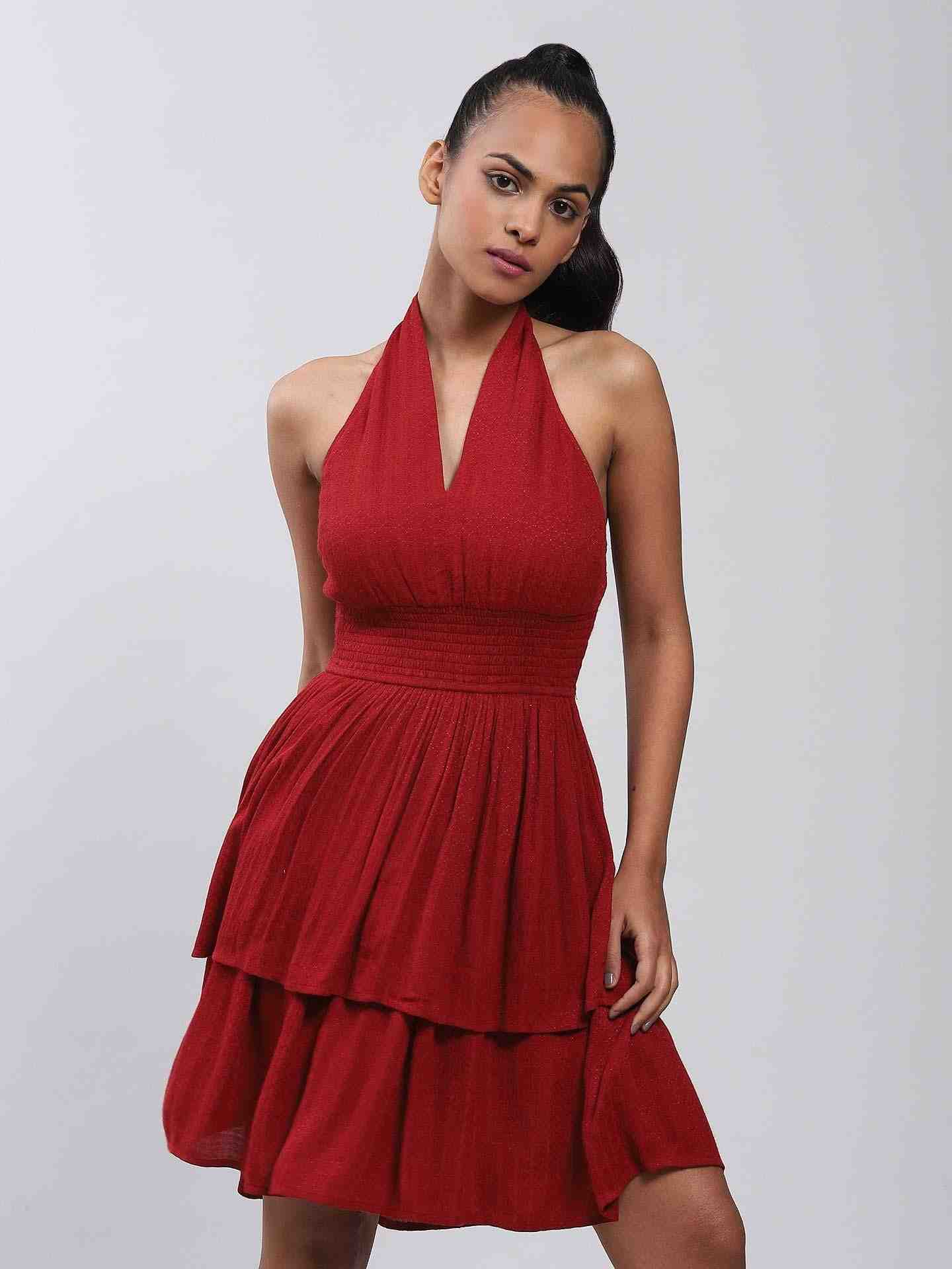 Red Fashion Flair Skater Dress