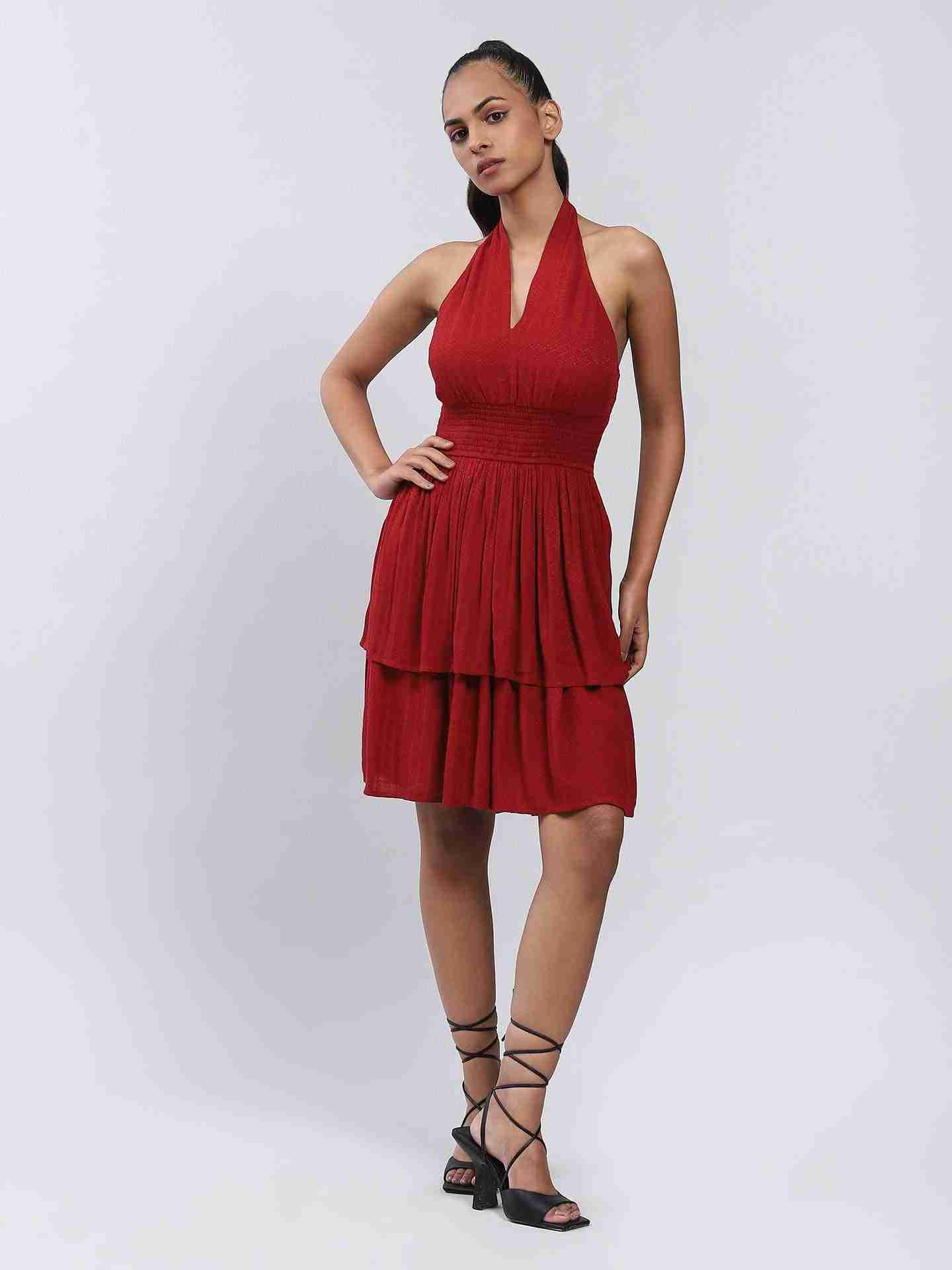 Red Fashion Flair Skater Dress