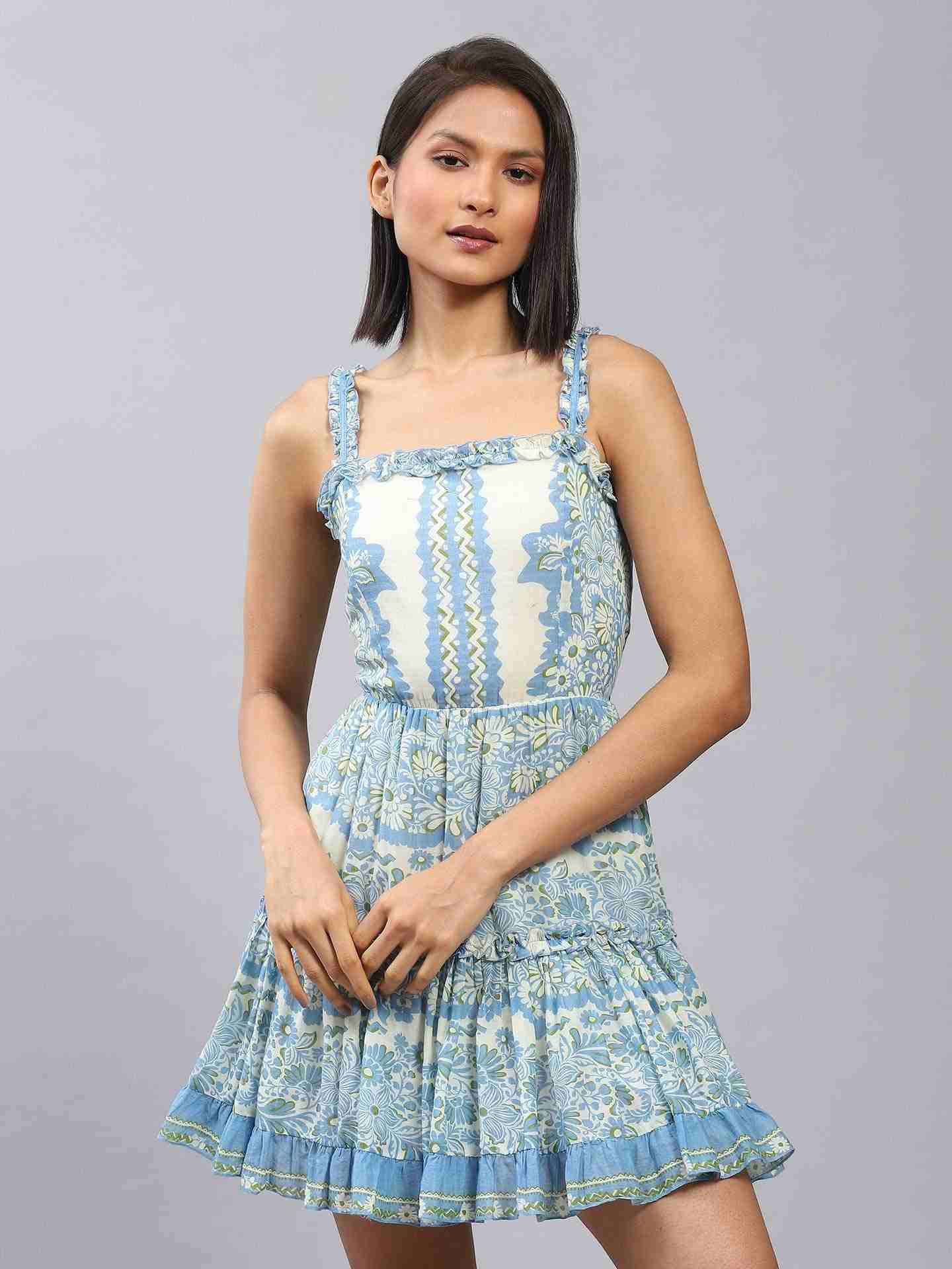 Blue Dorian Skater Dress