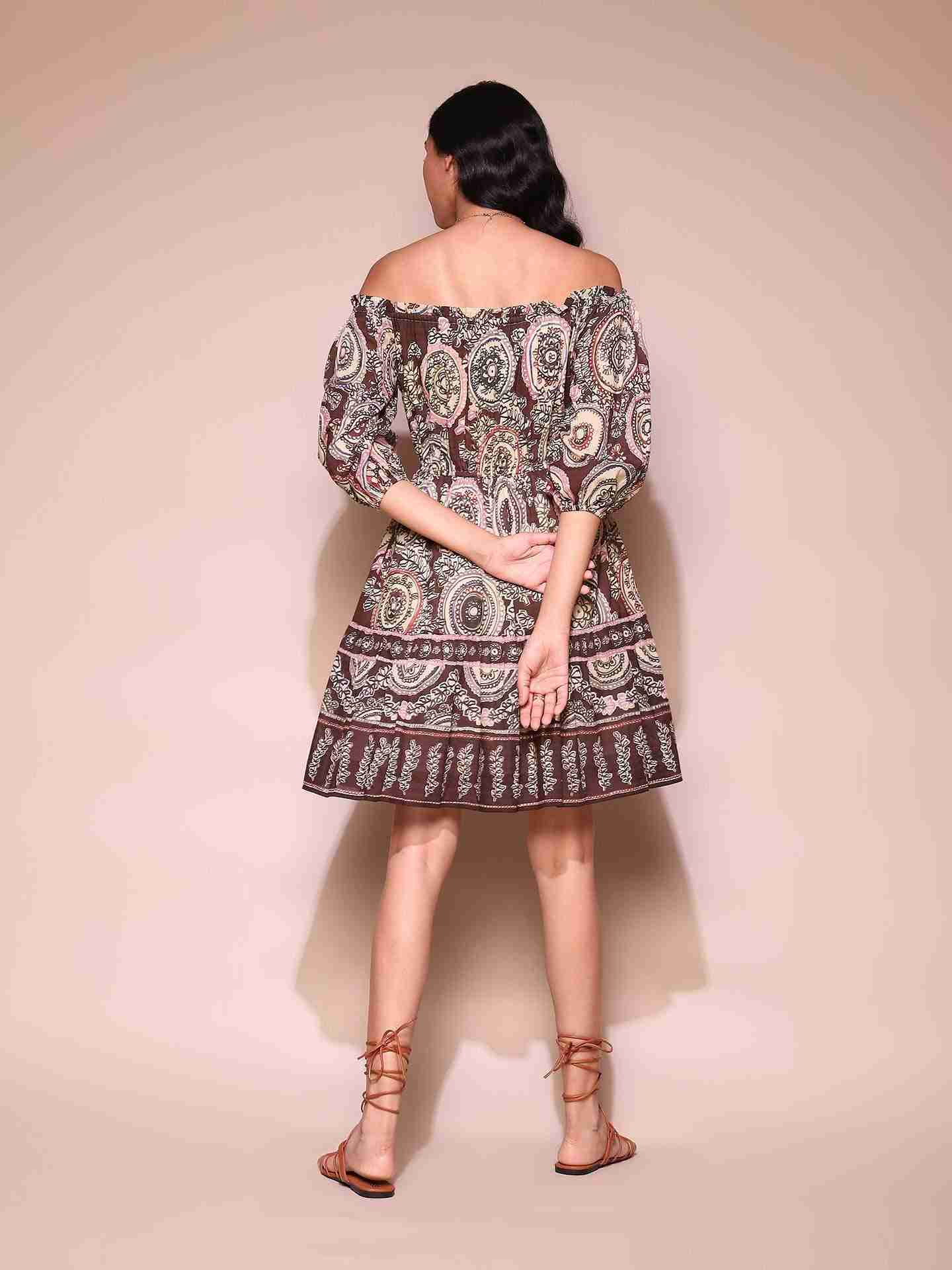 Brown Doretha Off-The-Shoulder Dress