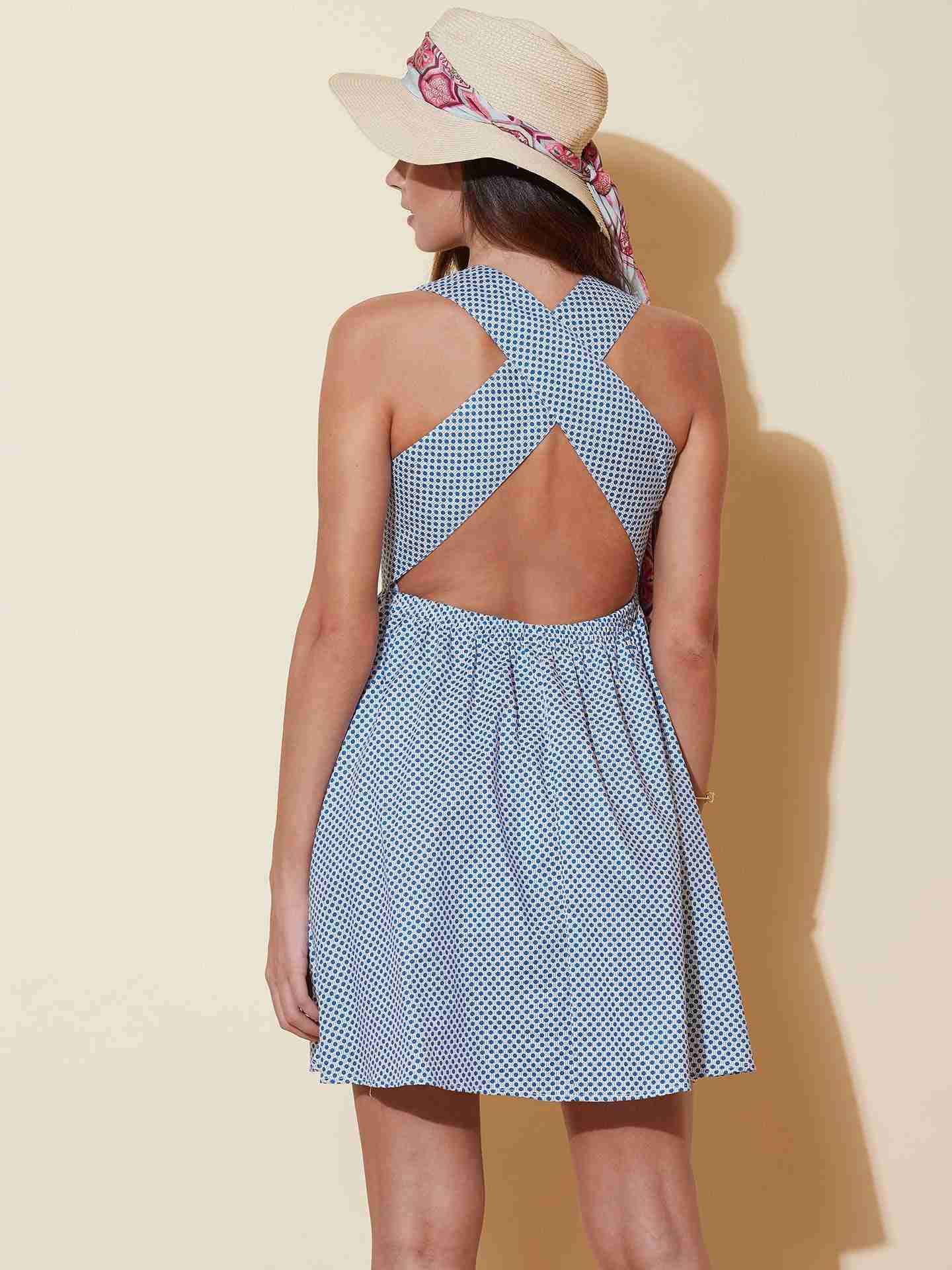 Blue Fashion Flair Printed Skater Dress