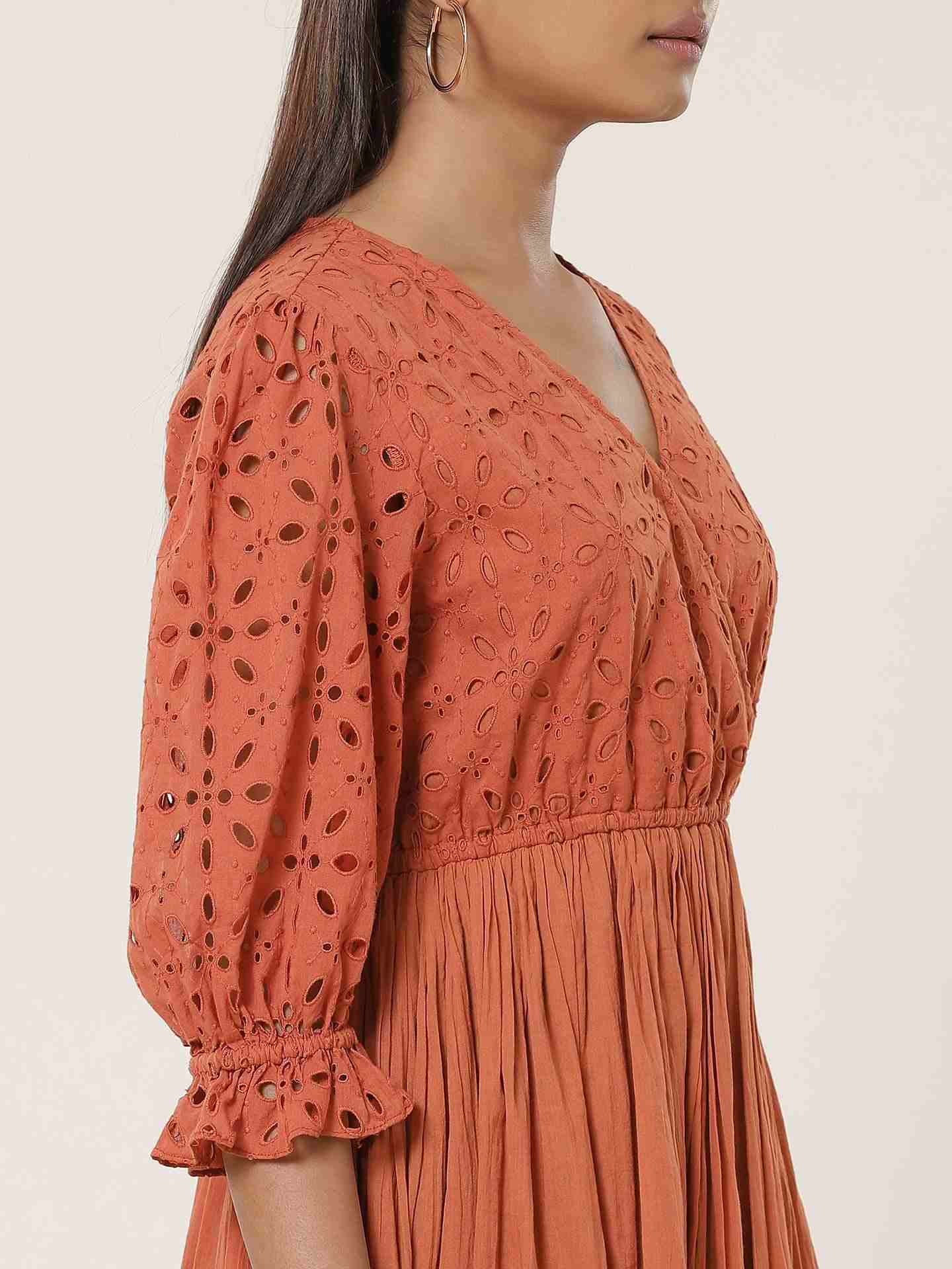 Rust Fashion Flair Skater Dress