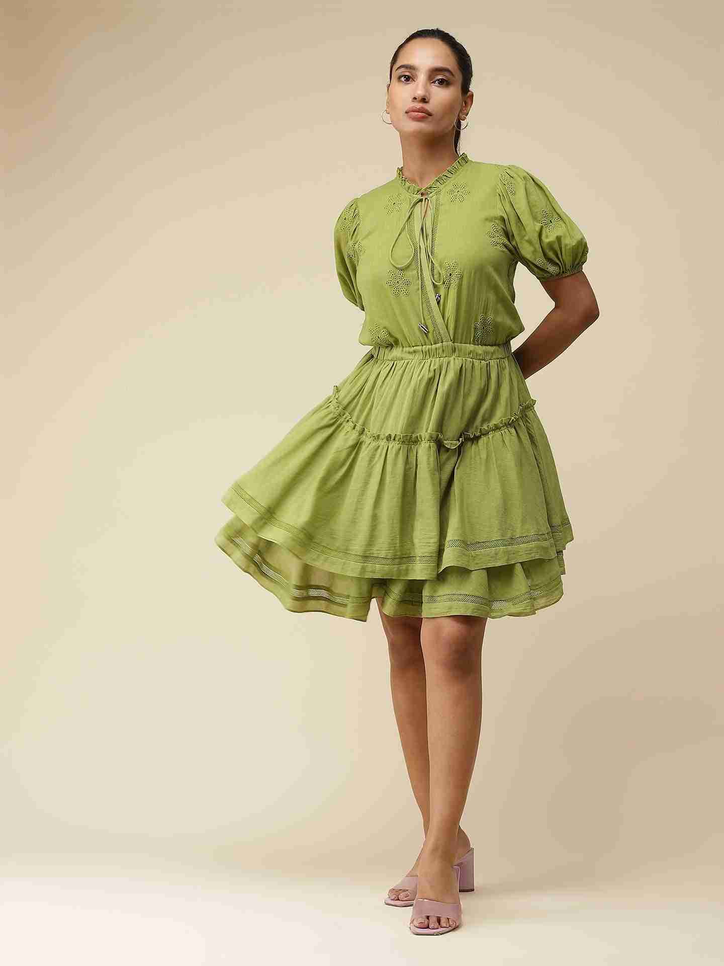 Green Myra Skater Dress