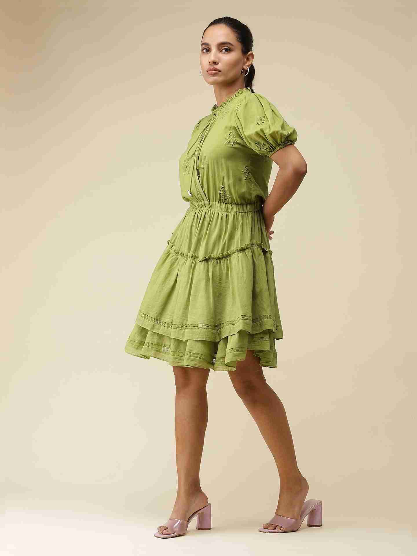 Green Myra Skater Dress