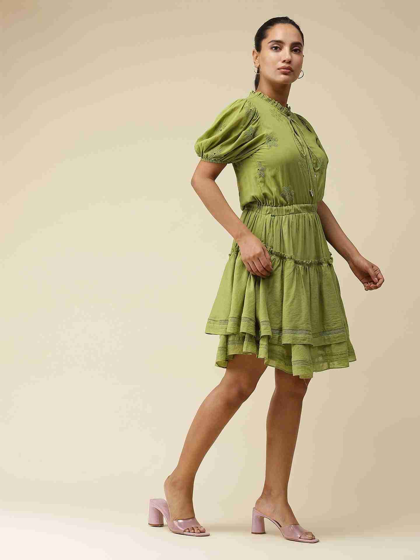 Green Myra Skater Dress