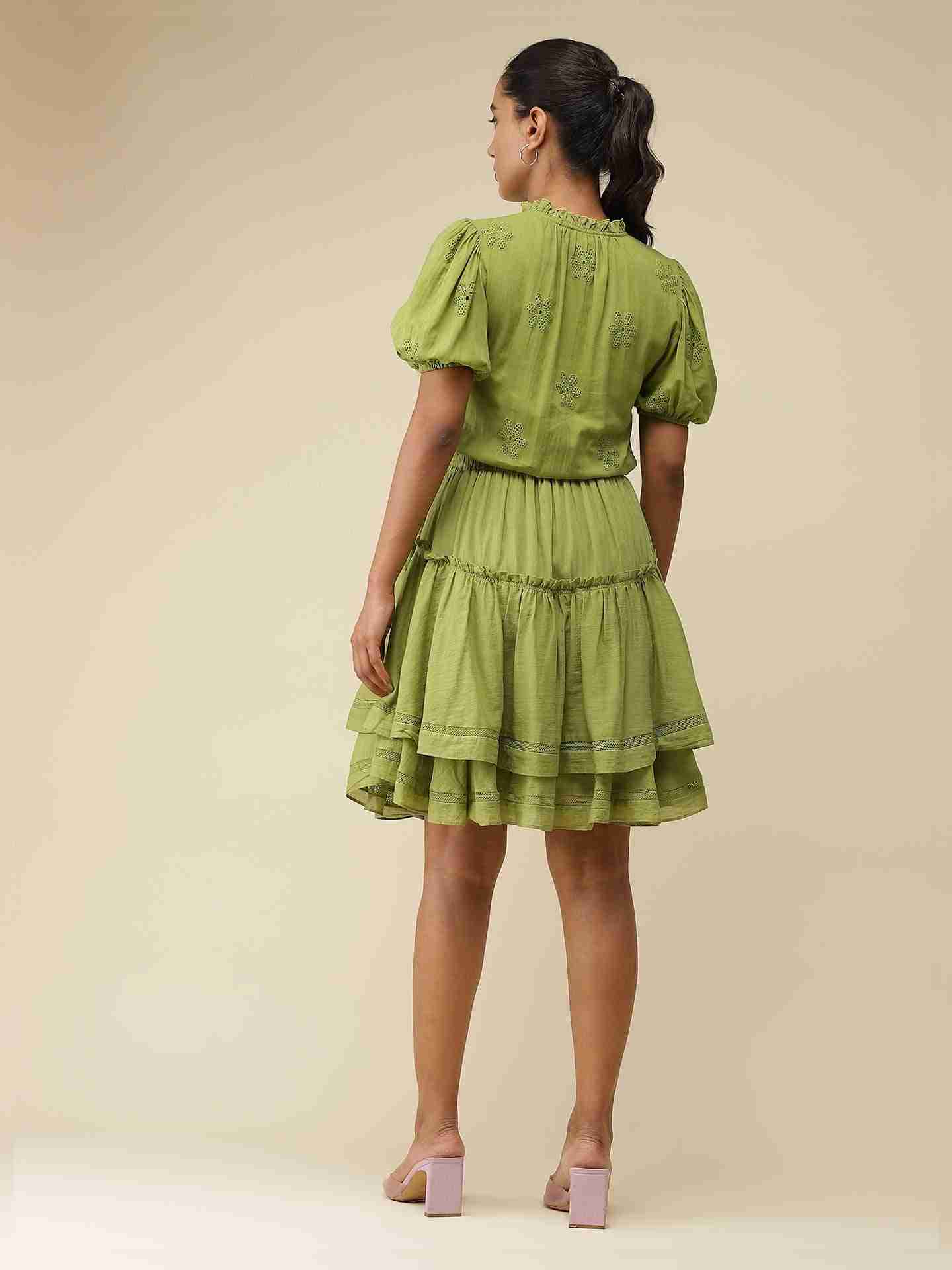 Green Myra Skater Dress