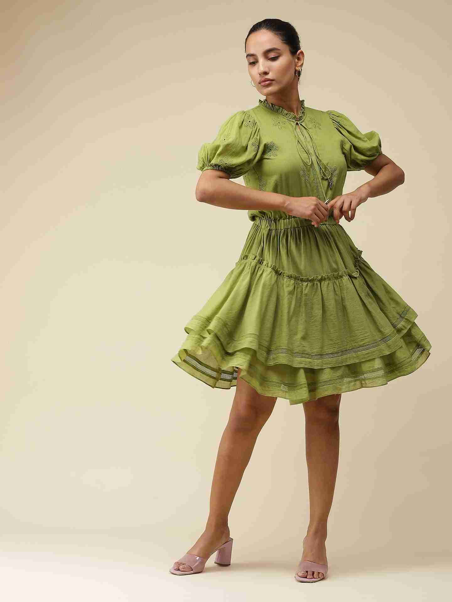 Green Myra Skater Dress