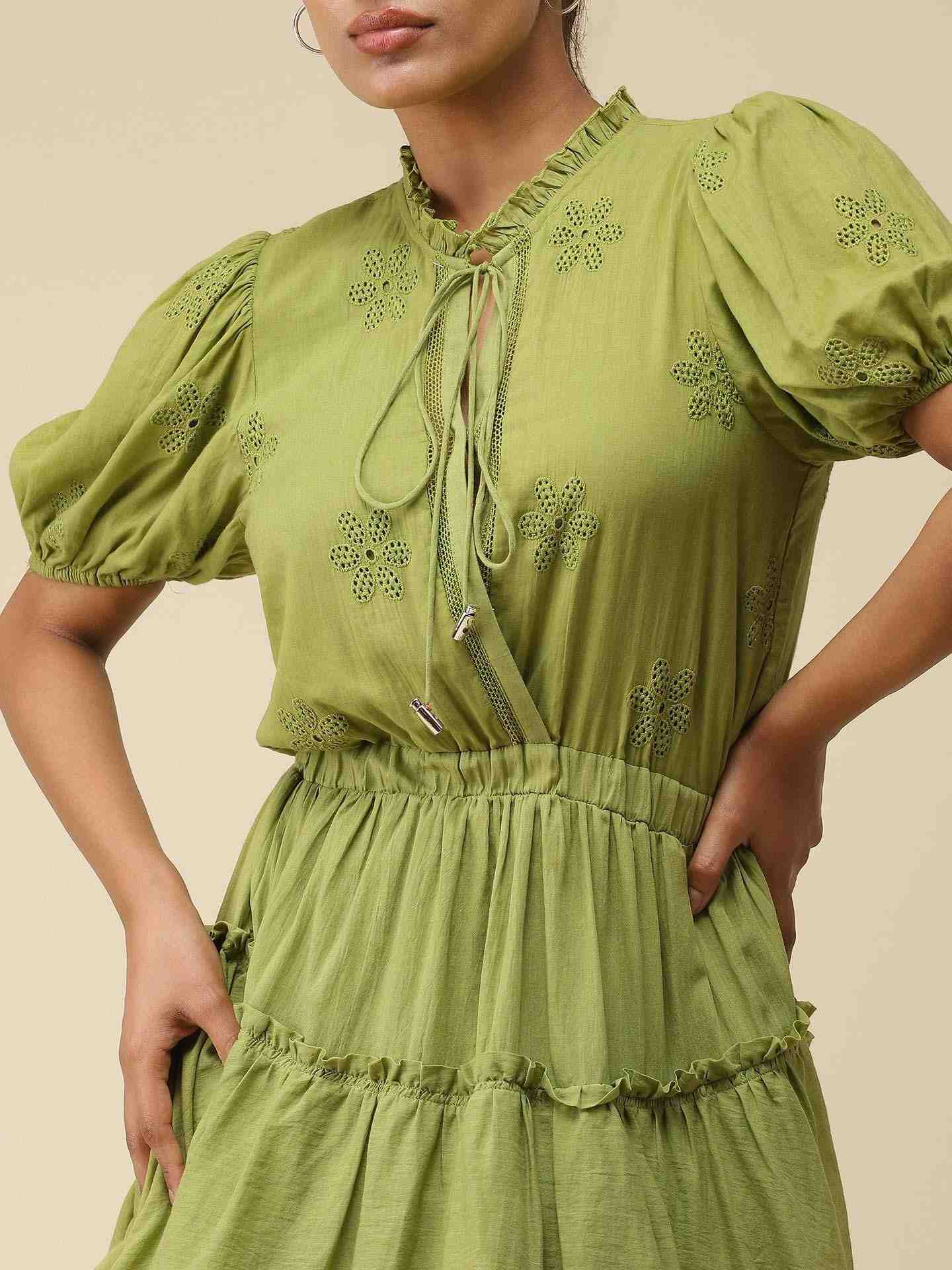 Green Myra Skater Dress