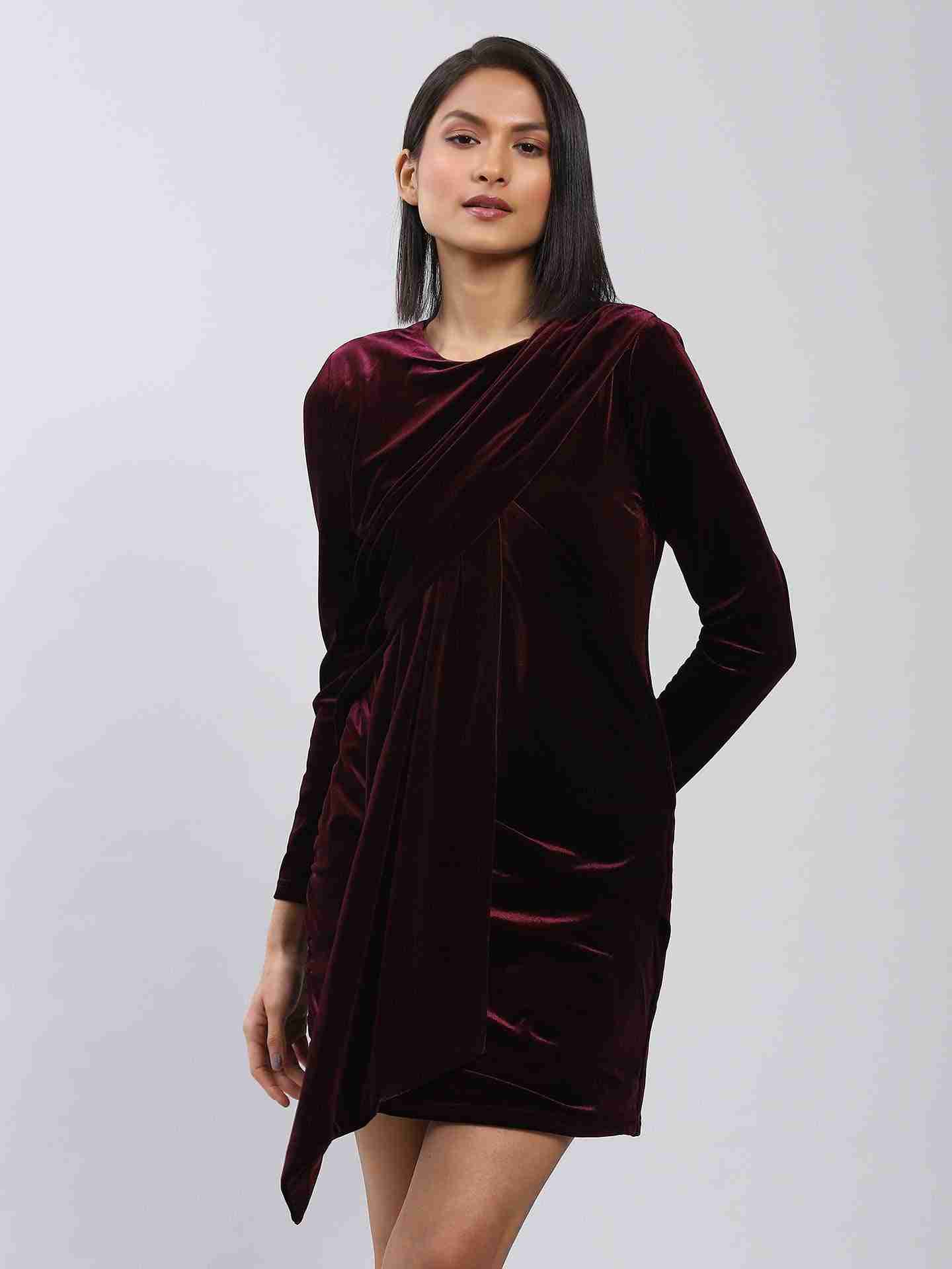 Burgandy Antalya Bodycon Dress