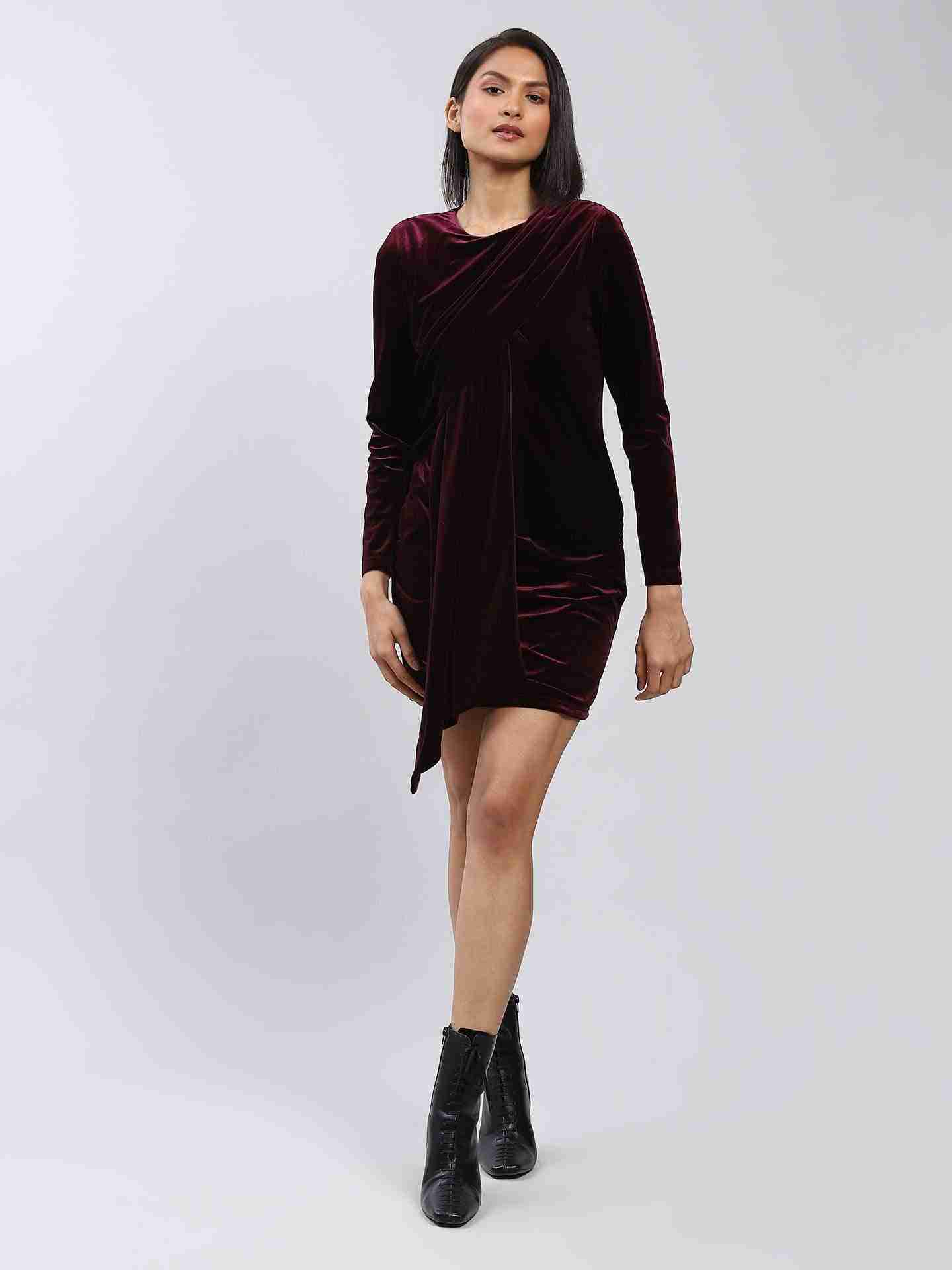 Burgandy Antalya Bodycon Dress