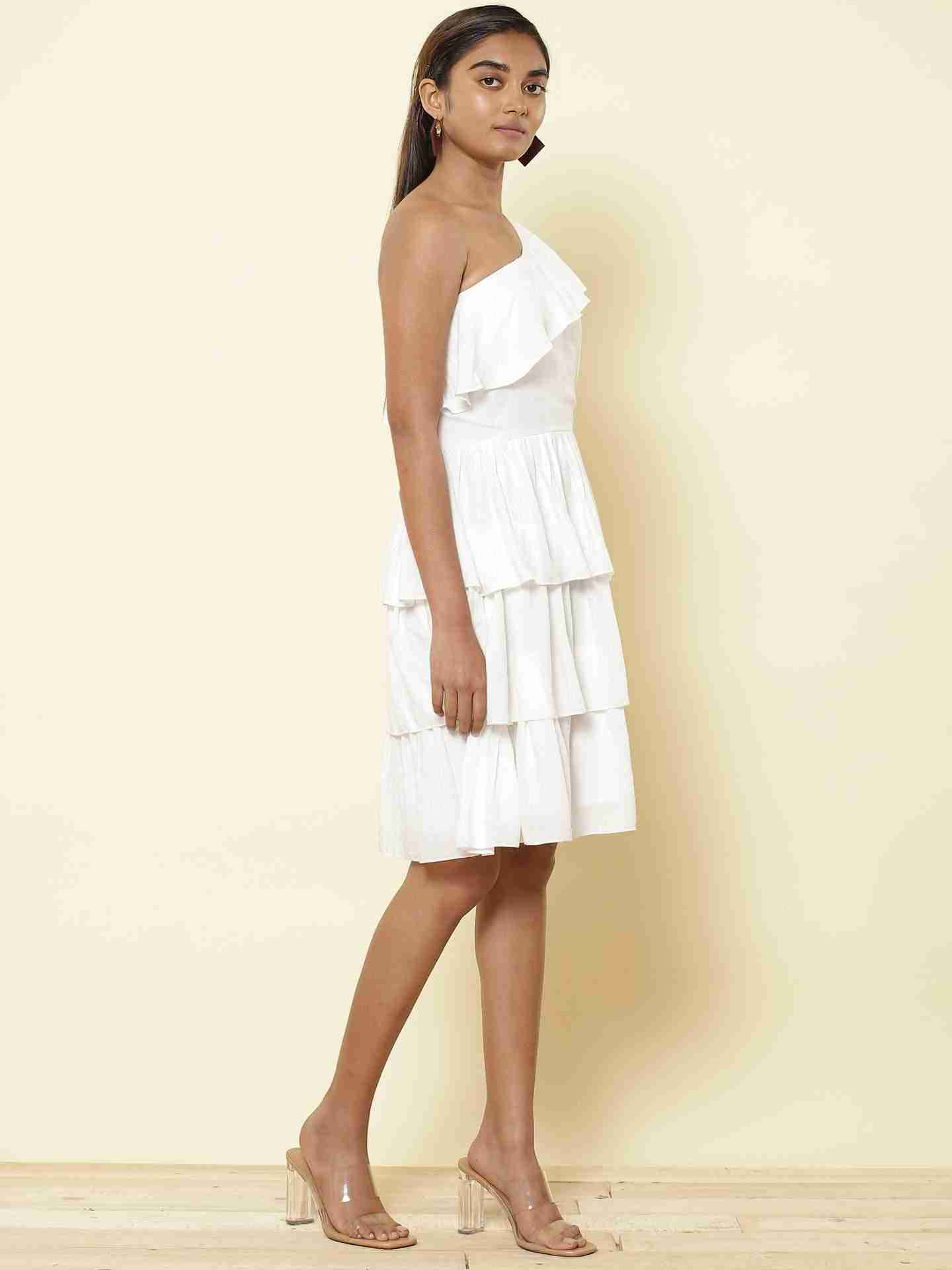 White Fashion Flair Off-The-Shoulder Dress