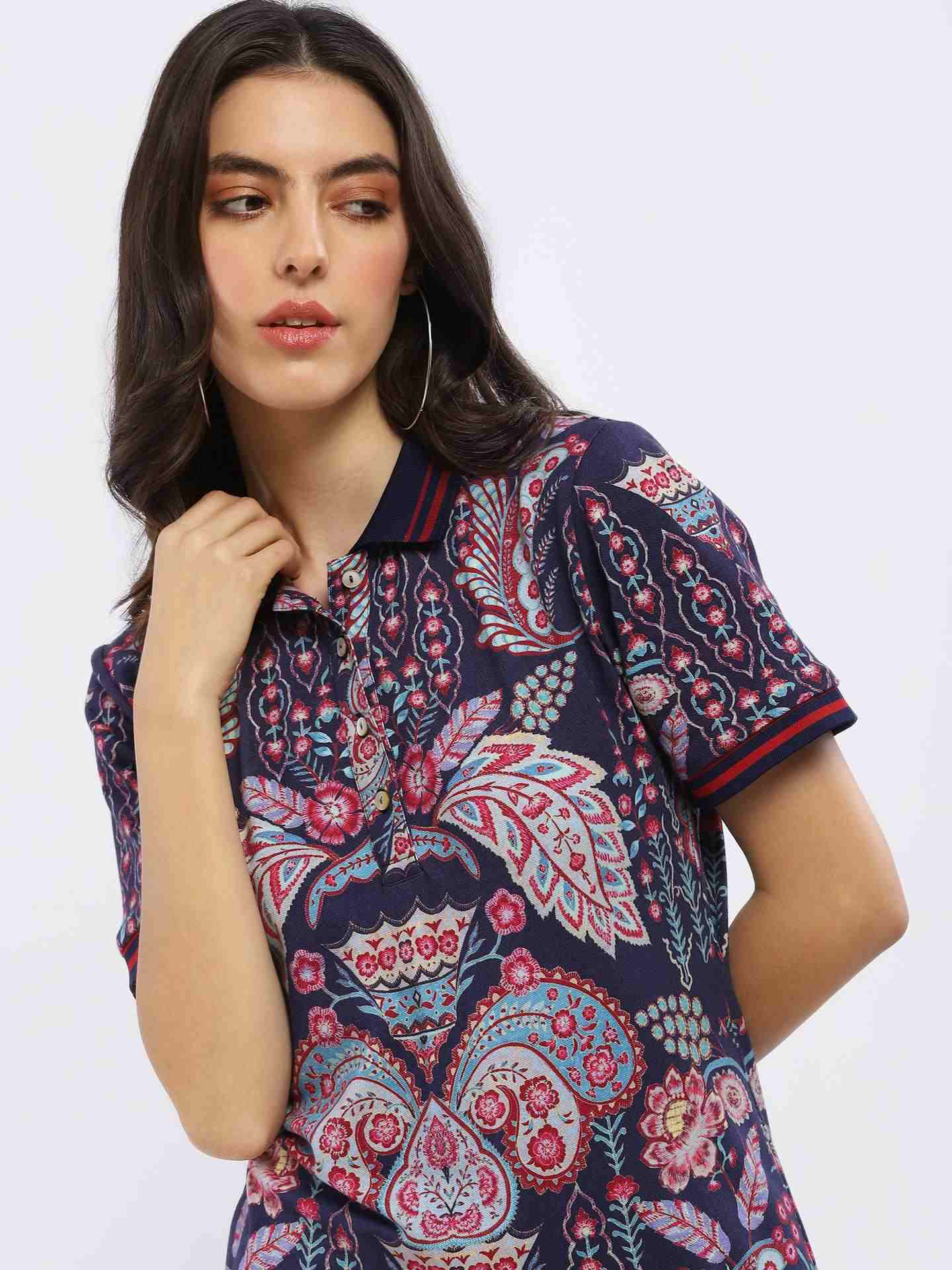 Navy Alba Polo T-Shirt Dress