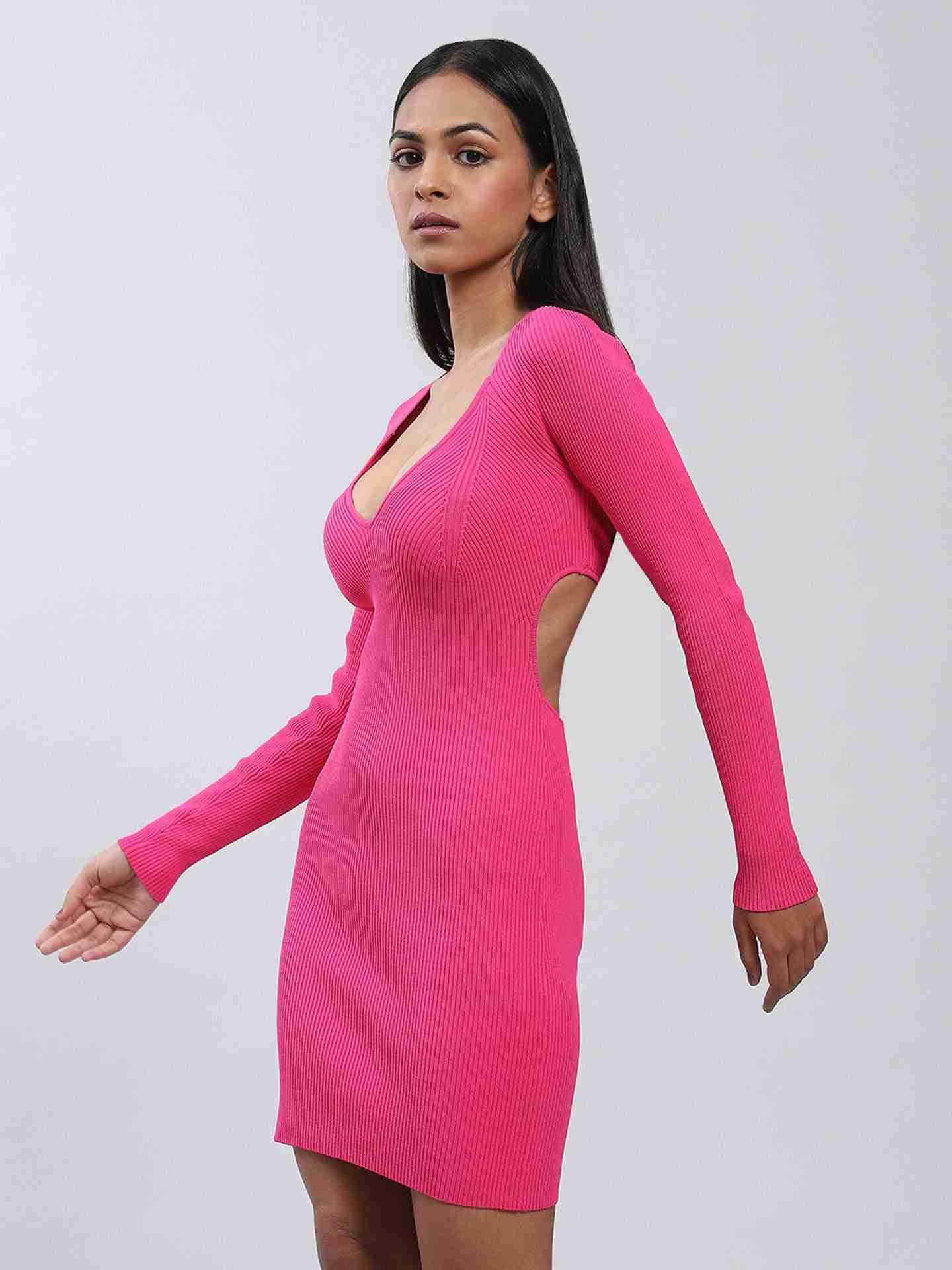 Pink Leisure Basics Bodycon Dress