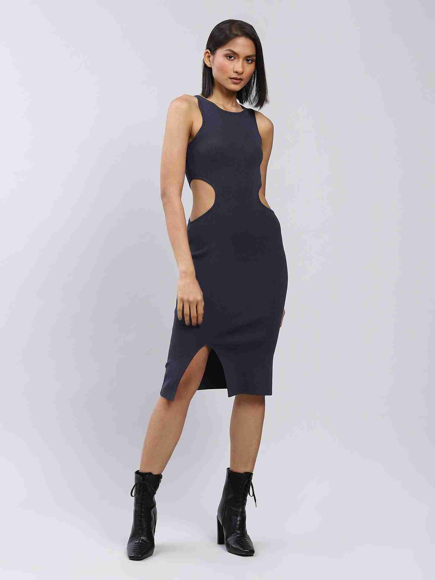 Navy Leisure Basics Bodycon Dress