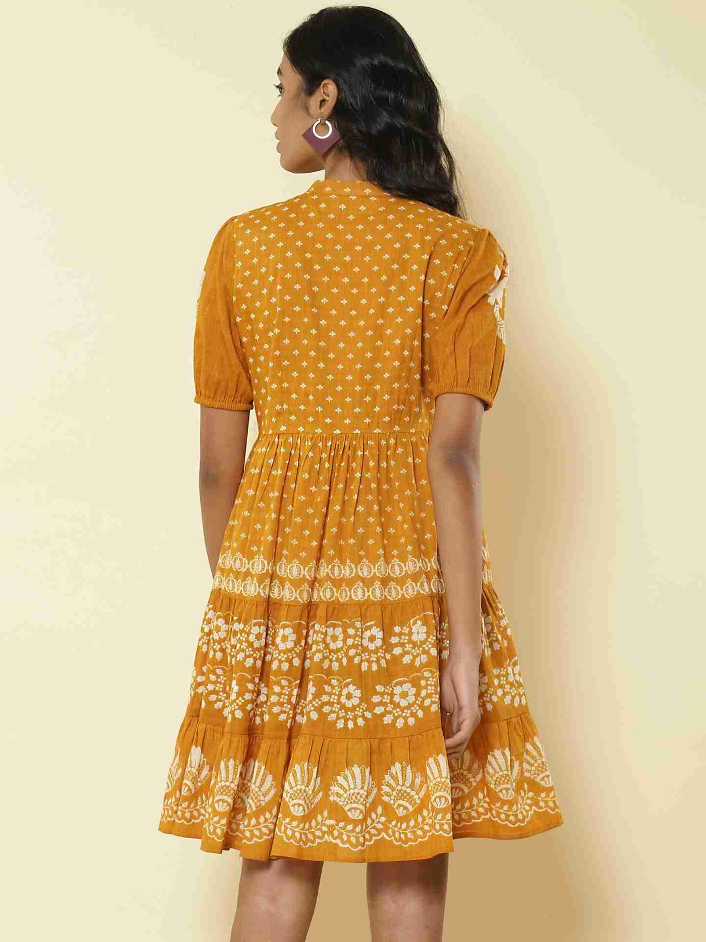 Mustard Romantic Vines Dress