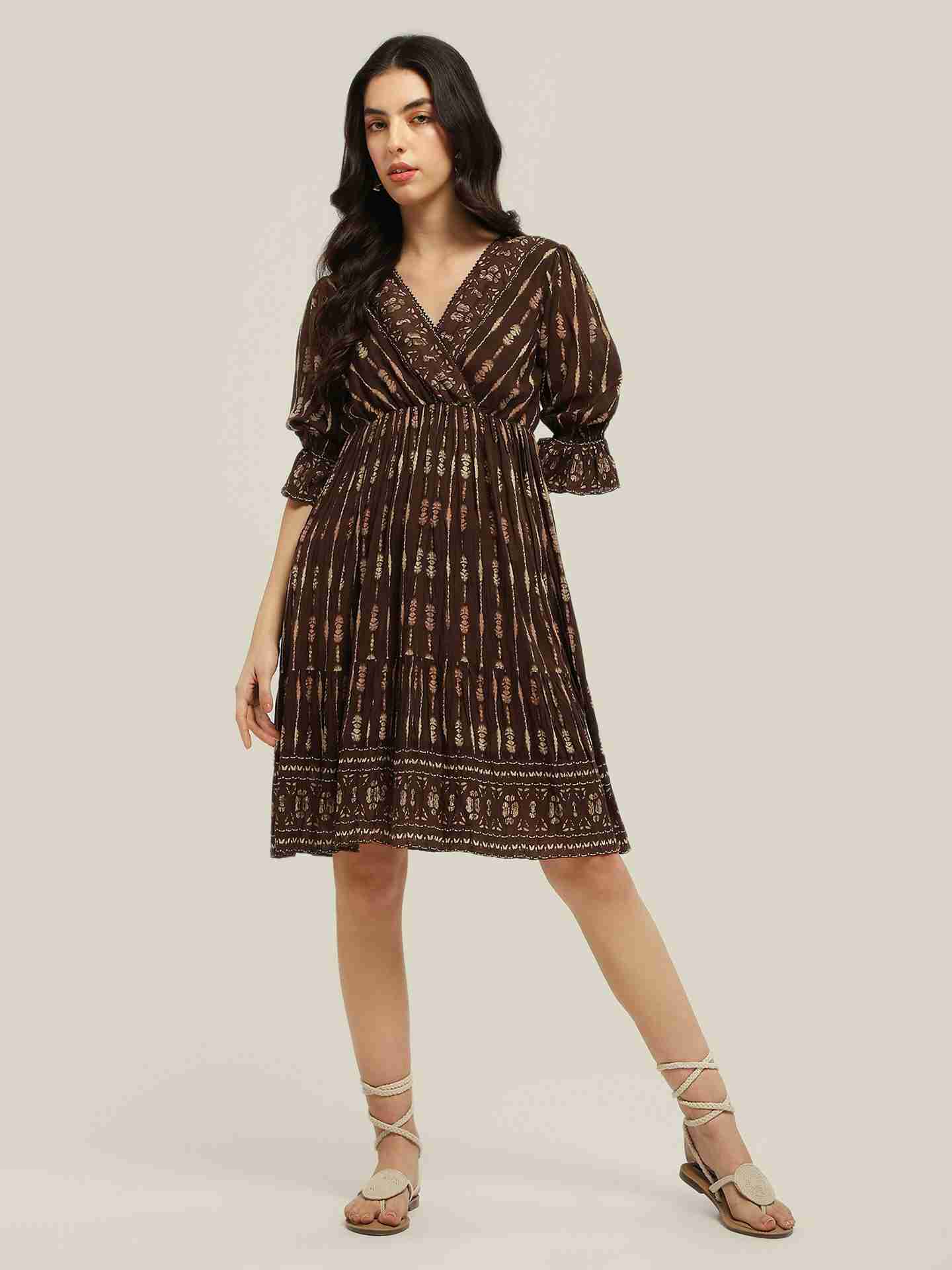 Brown Zenetta Short Dress