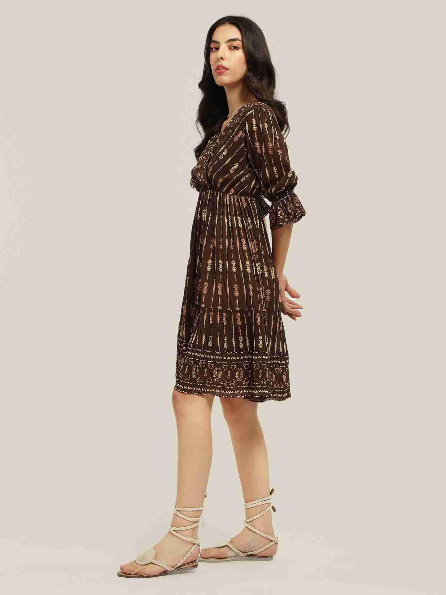 Brown Zenetta Short Dress