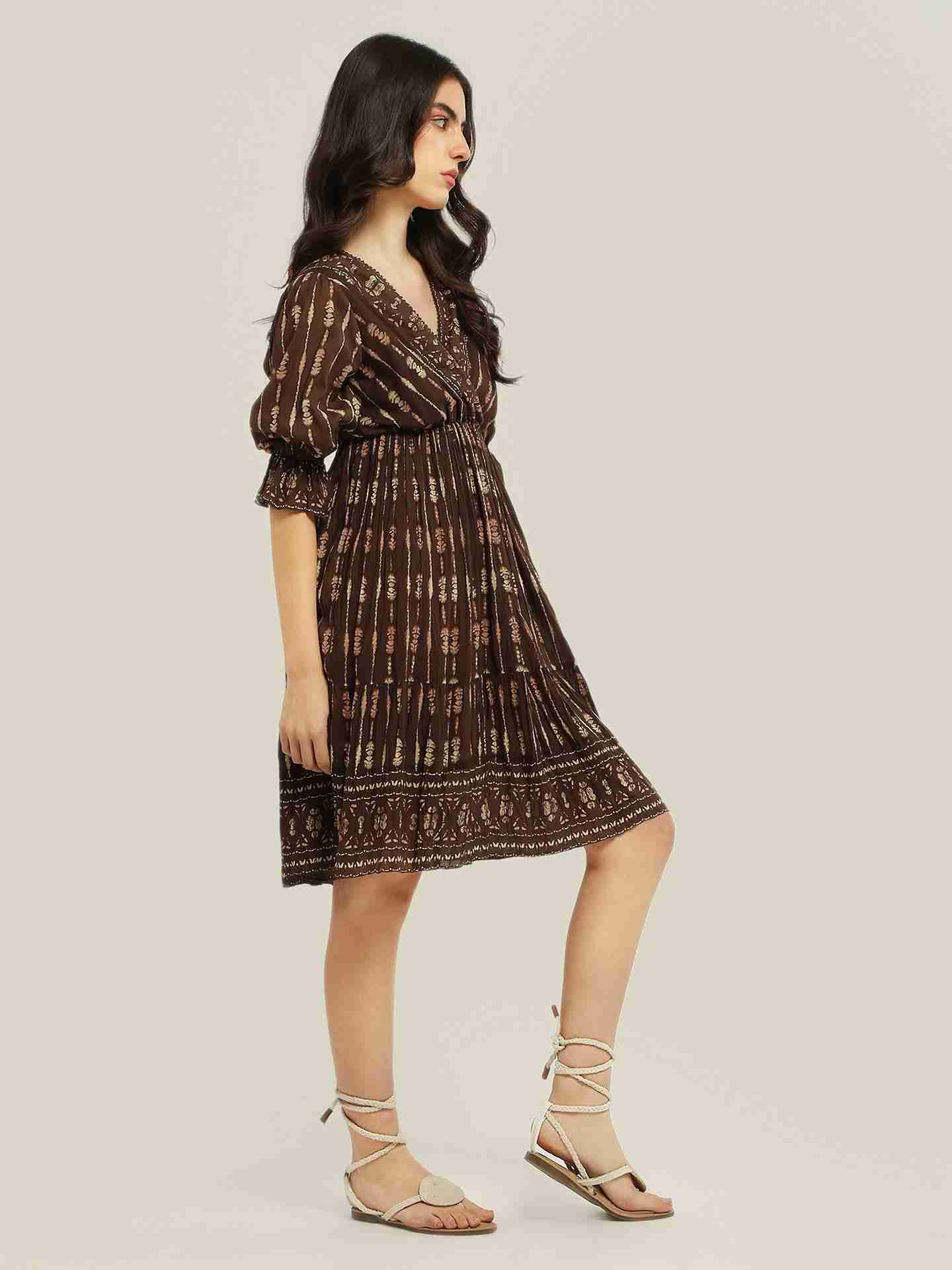 Brown Zenetta Short Dress