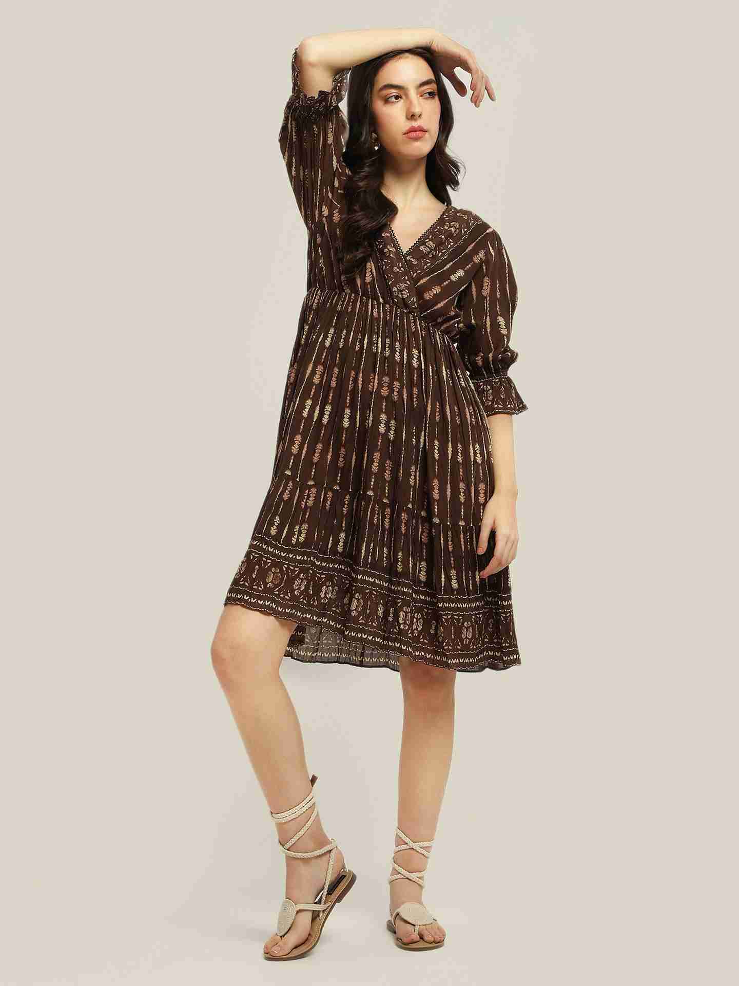 Brown Zenetta Short Dress