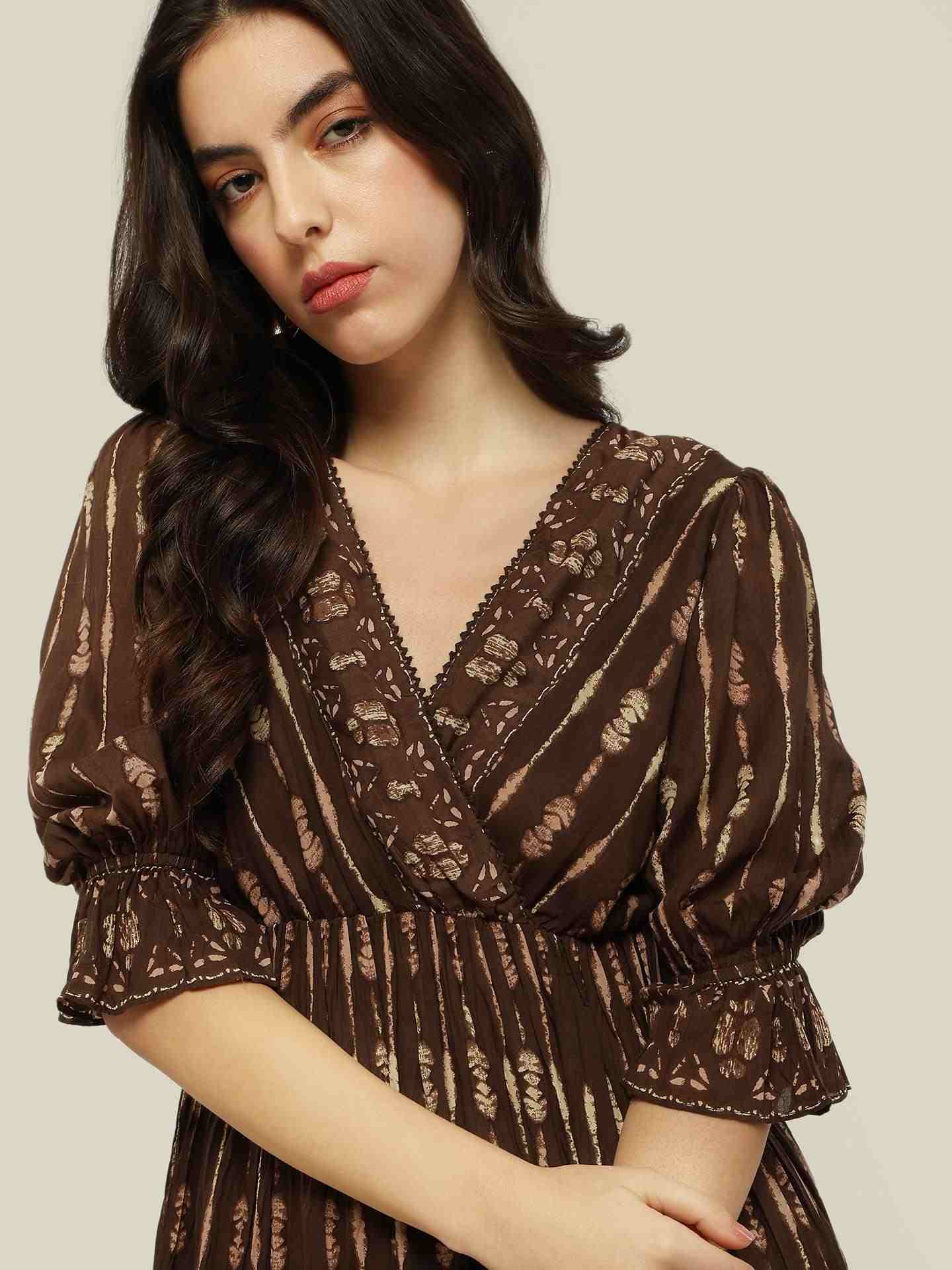 Brown Zenetta Short Dress