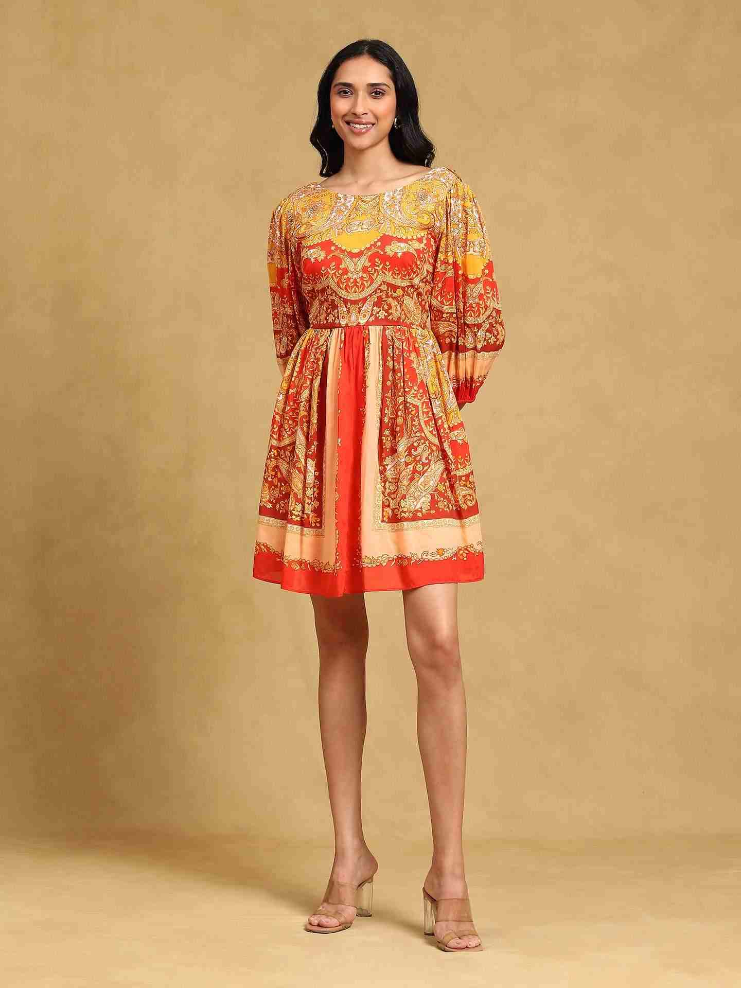 Orange Fennel Skater Dress