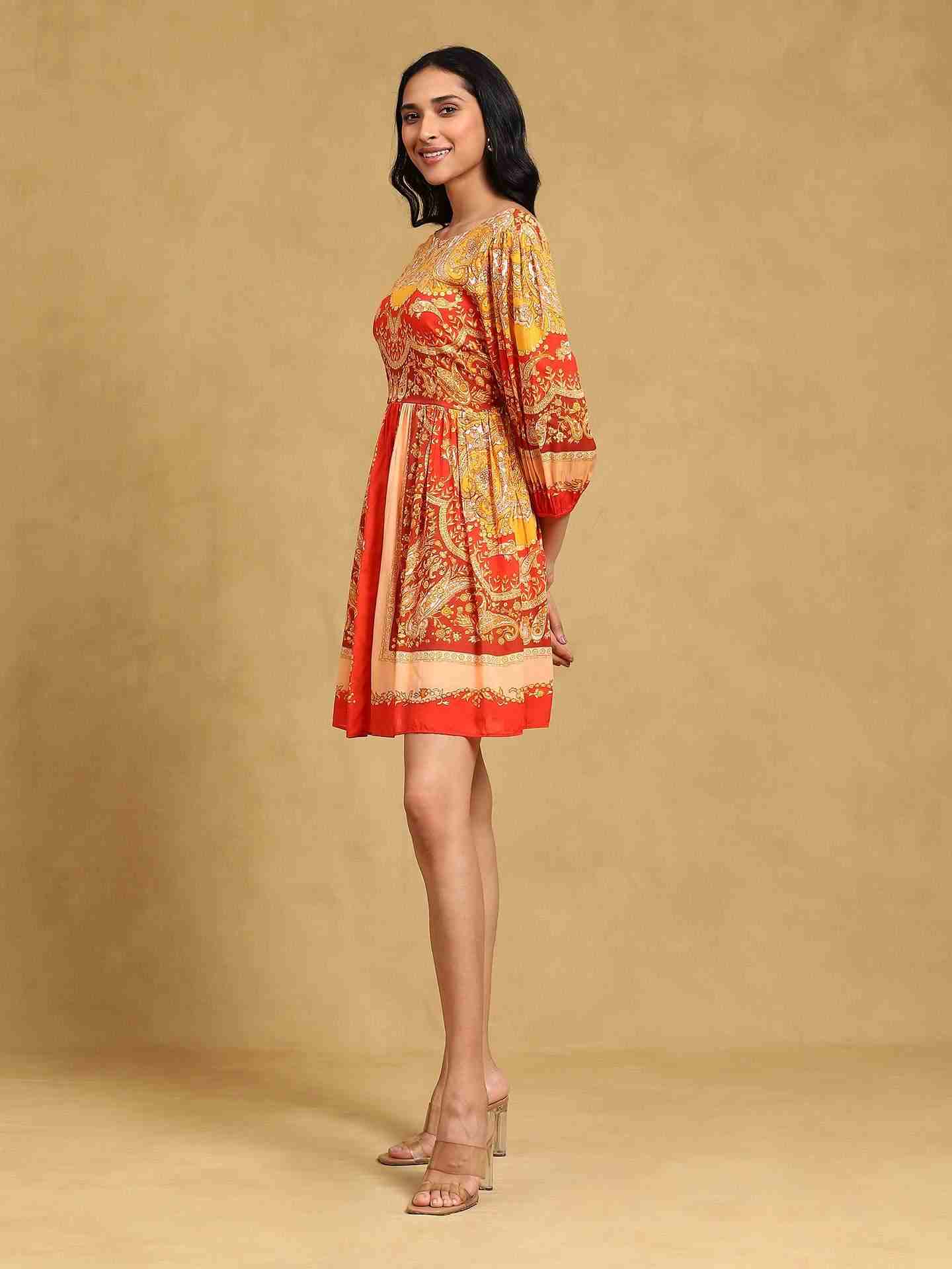 Orange Fennel Skater Dress