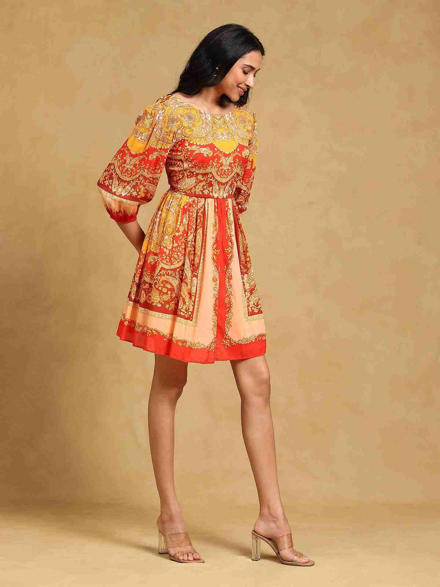 Orange Fennel Skater Dress