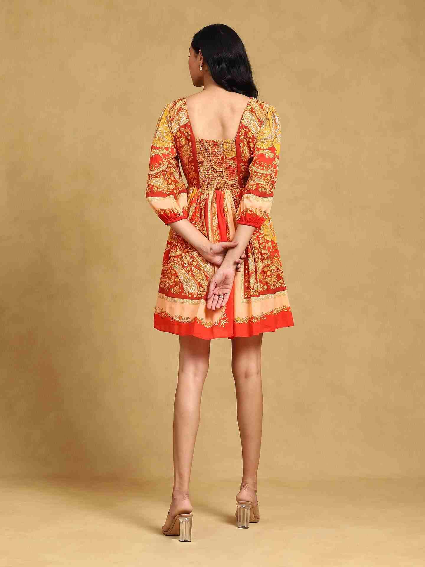 Orange Fennel Skater Dress