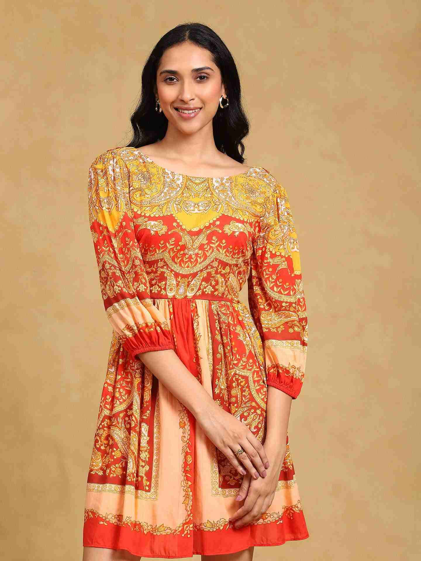 Orange Fennel Skater Dress