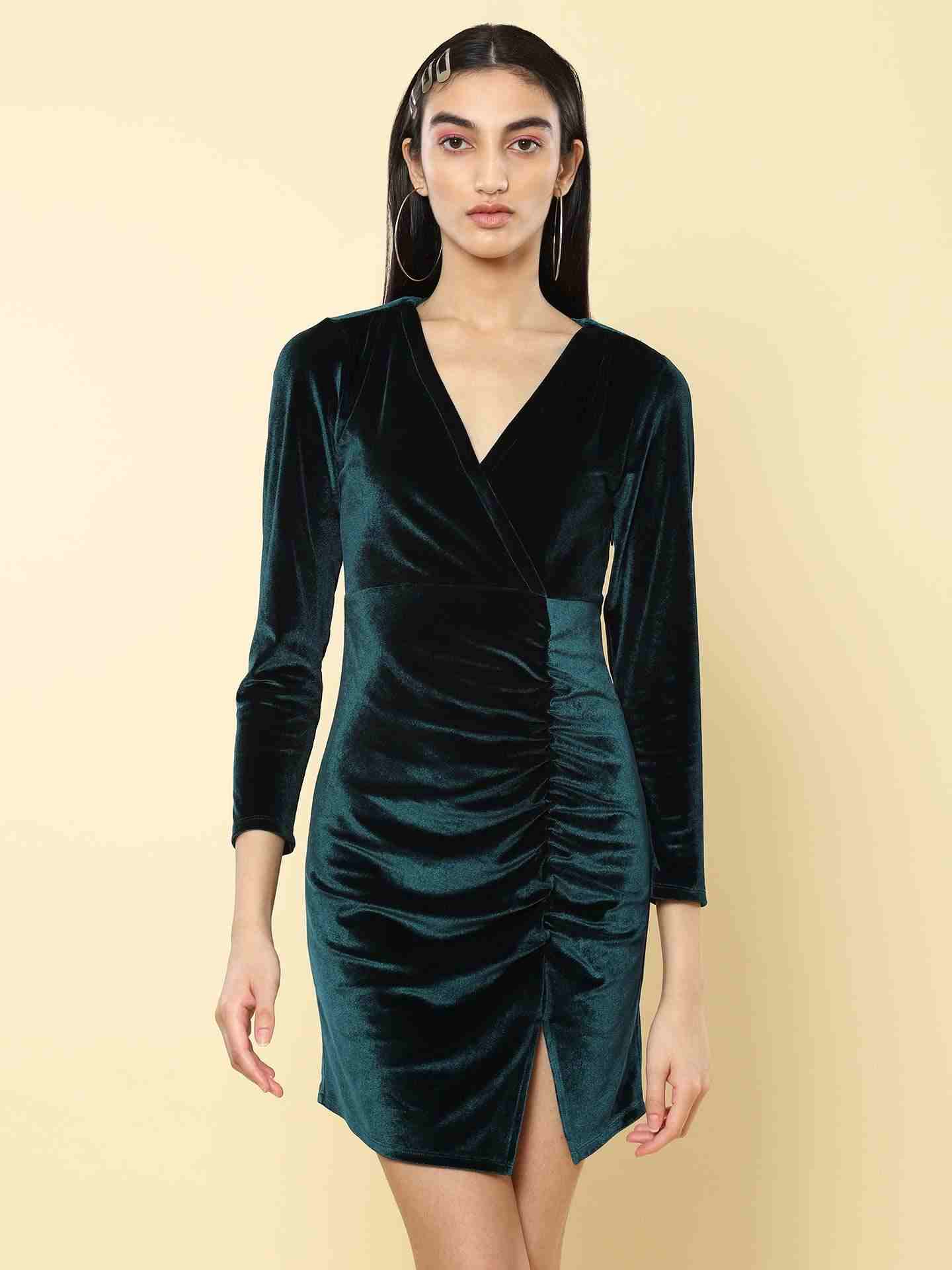 Emerald Green Winter Saga Bodycon Dress