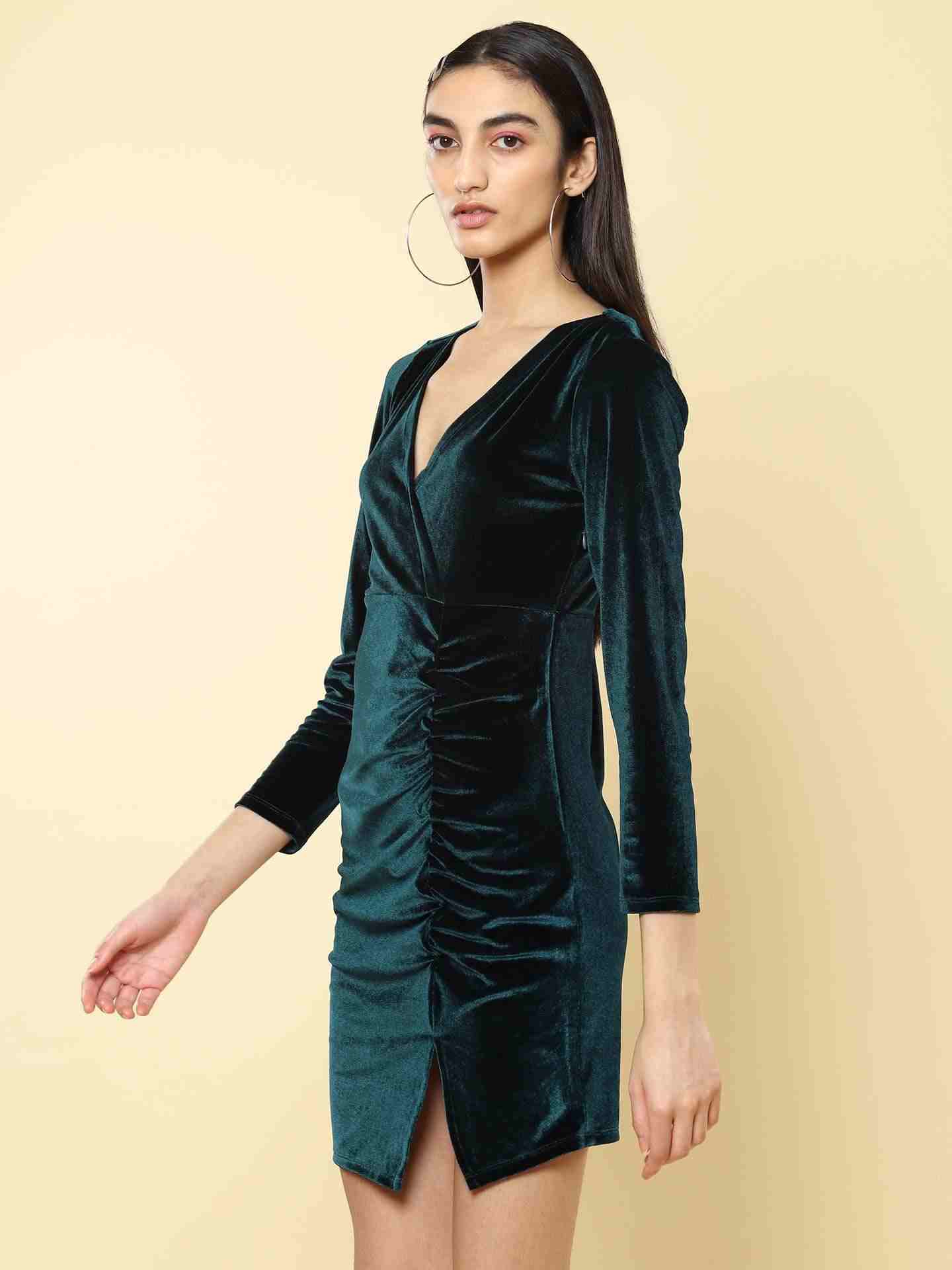 Emerald Green Winter Saga Bodycon Dress